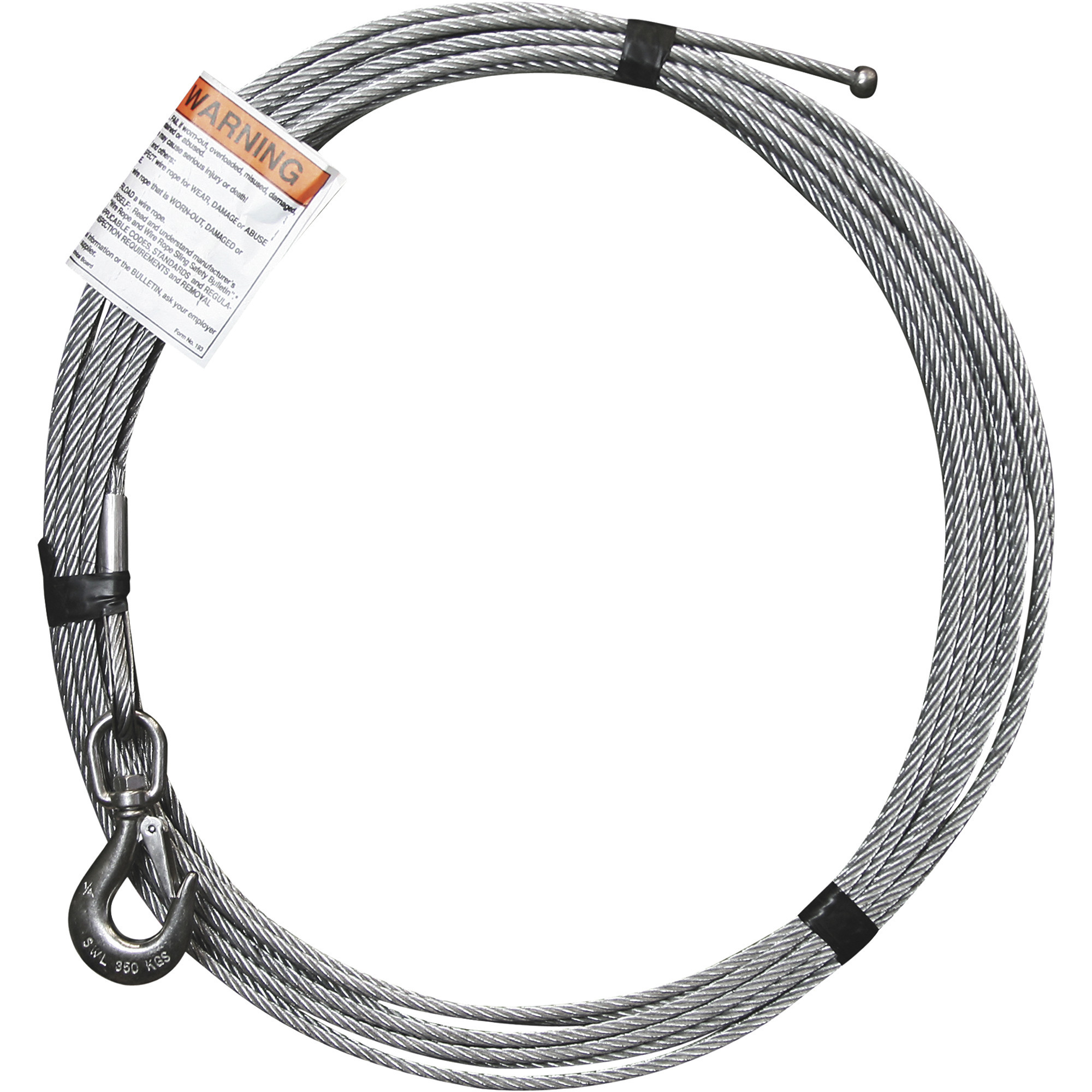 OZ Lifting Products Galvanized Wire Rope Assembly, 1/4in. x 55ft.L, Model# OZGAL.25-55B