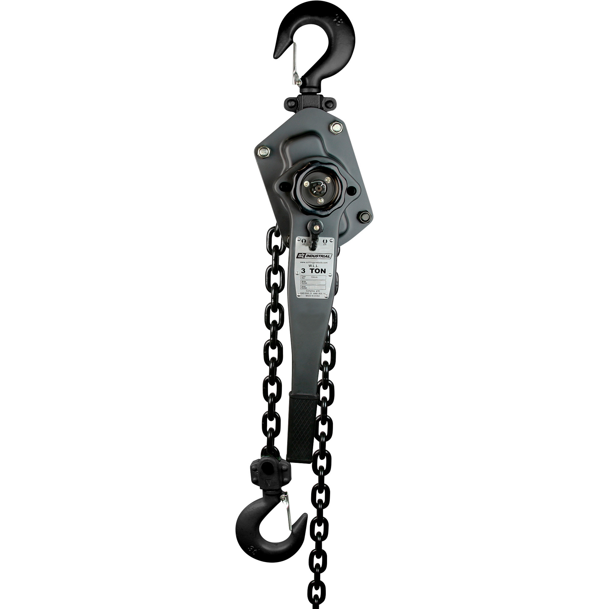 OZ Lifting Products Industrial Series Manual Lever Hoist, 3-Ton Capacity, 10ft. Lift, Model# OZIND300-10LH