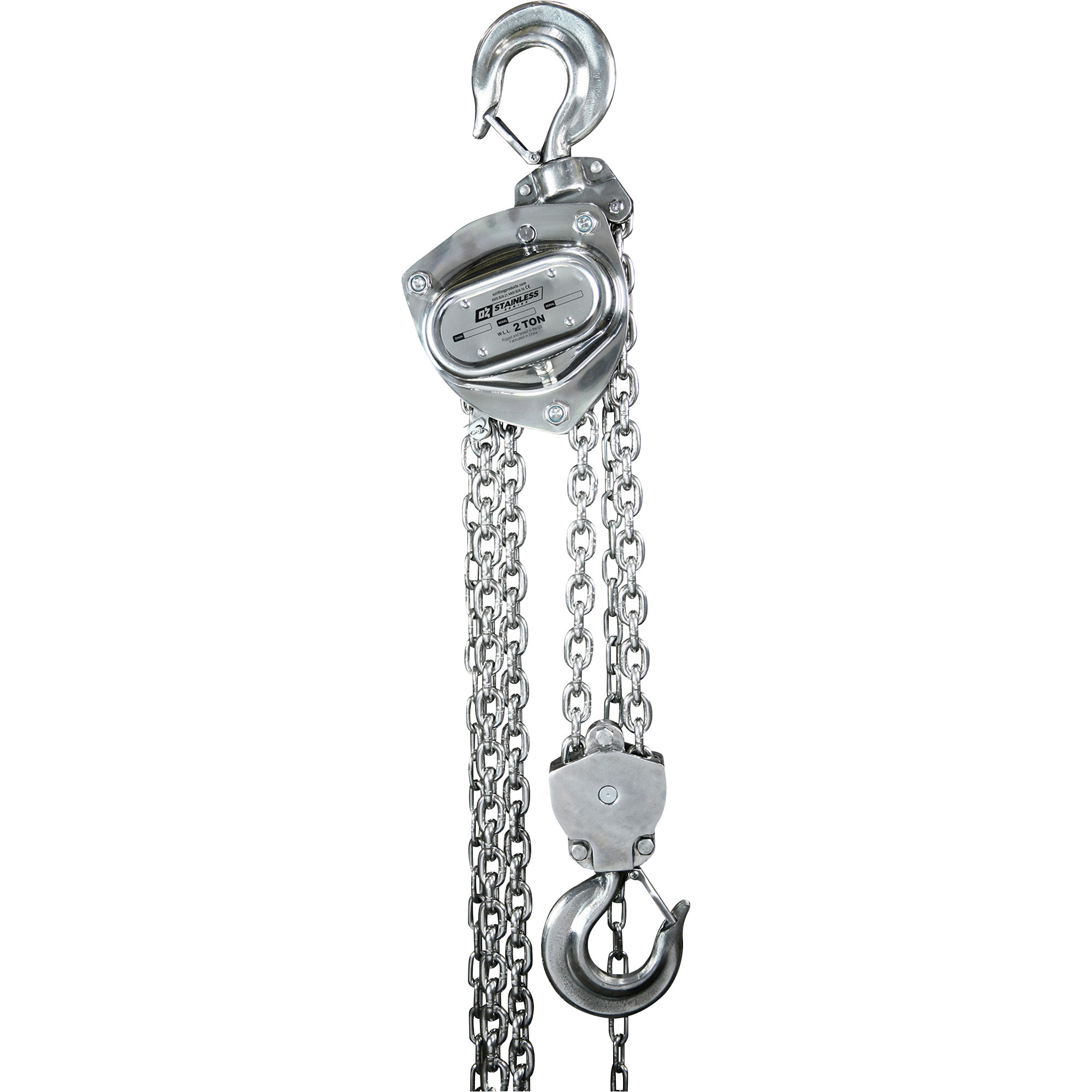 OZ Lifting Products Stainless Steel Manual Chain Hoist, 2-Ton Capacity, 10ft. Lift Height, Model# OZSS020-10CH