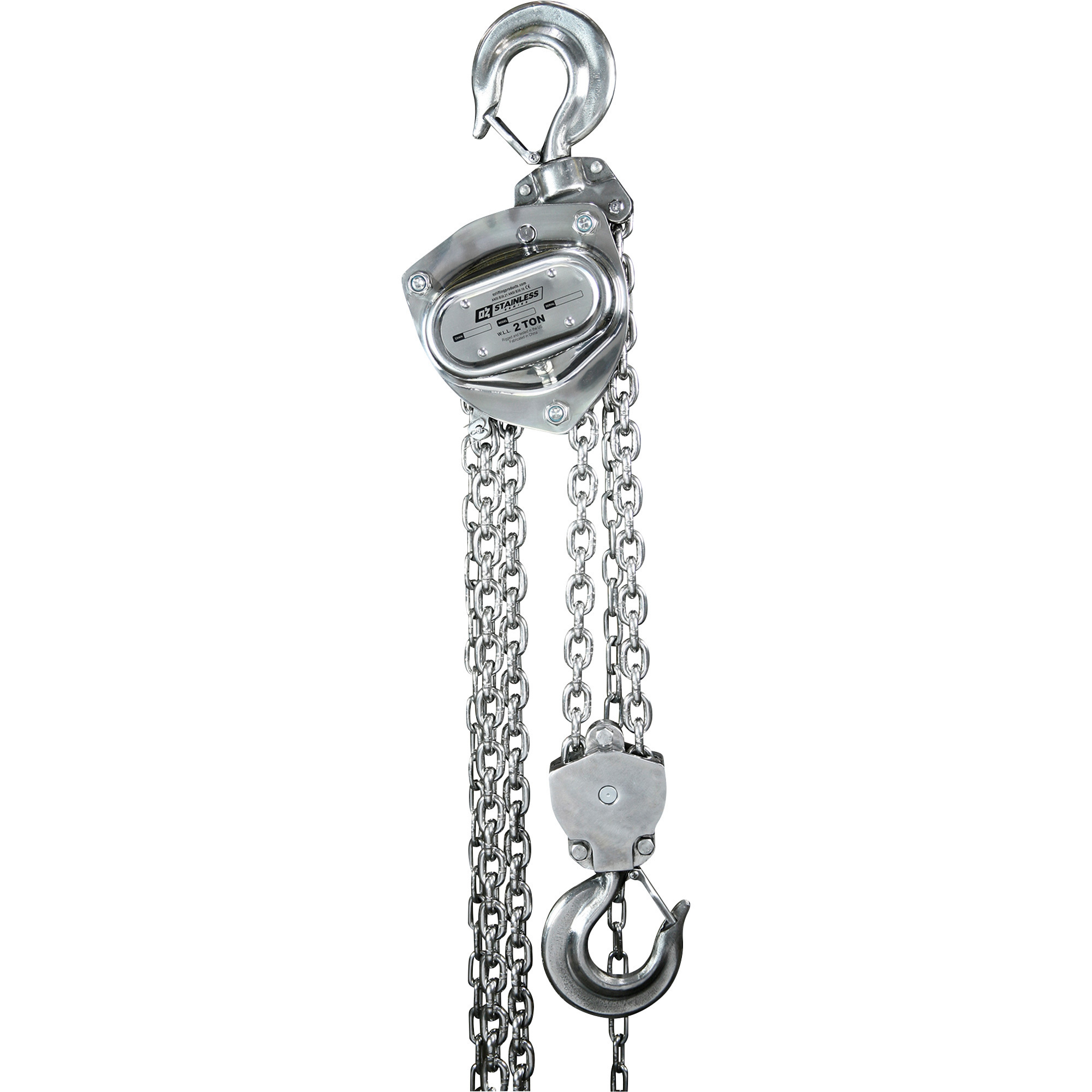 OZ Lifting Products Stainless Steel Manual Chain Hoist, 2-Ton Capacity, 20ft. Lift Height, Model# OZSS020-20CH