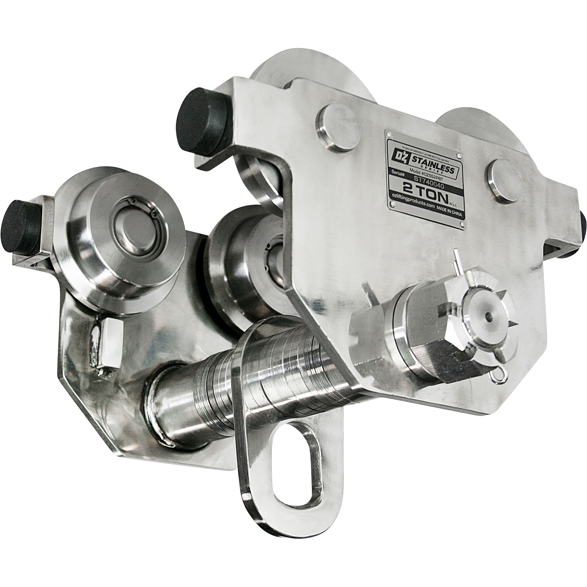 OZ Lifting Products Stainless Steel Series Push Beam Trolley, 2-Ton Capacity, Model# OZSS2PBT