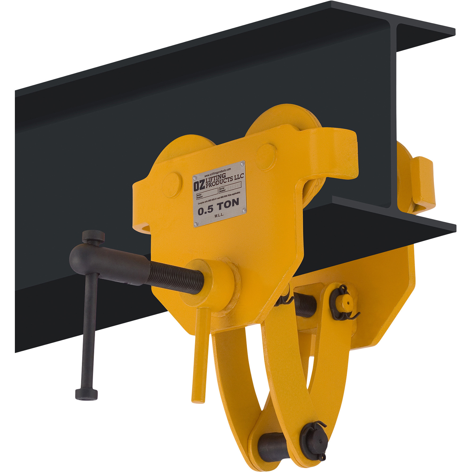 OZ Lifting Products Quick Adjust Trolley, 1000-Lb. Capacity, 3.63-7.12 Flange Width, Model# OZ05QAT