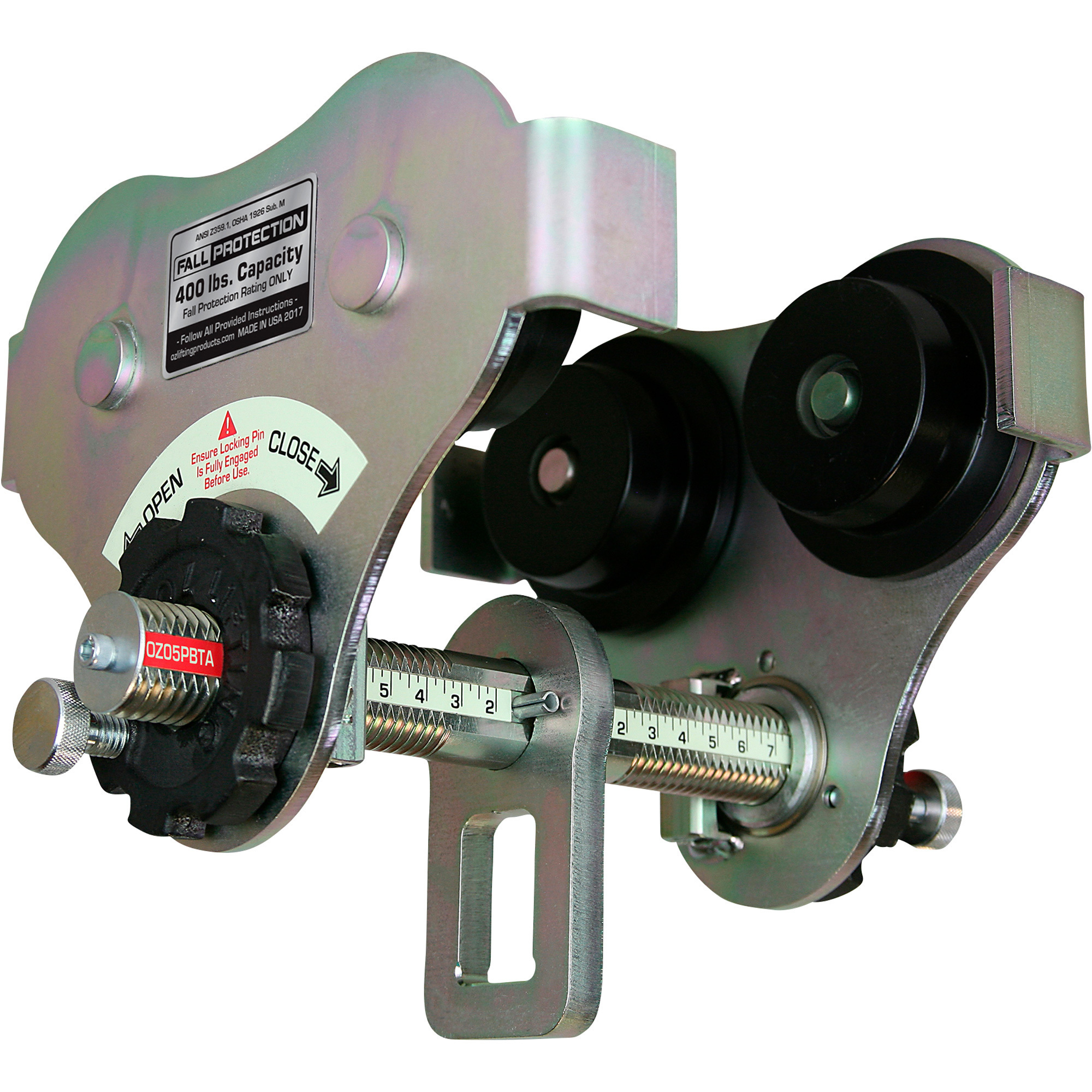 OZ Lifting Products Fall Protection Push Beam Trolley, 1000-Lb. Capacity, Model# OZ05PBTA-MR
