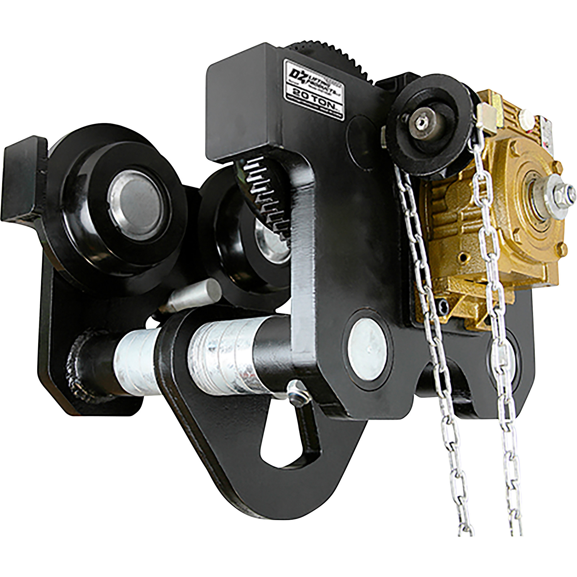 OZ Lifting Products Geared Beam Trolley, 20-Ton Capacity, 5.39-12.99 Flange Width, Model# OZ20GBT