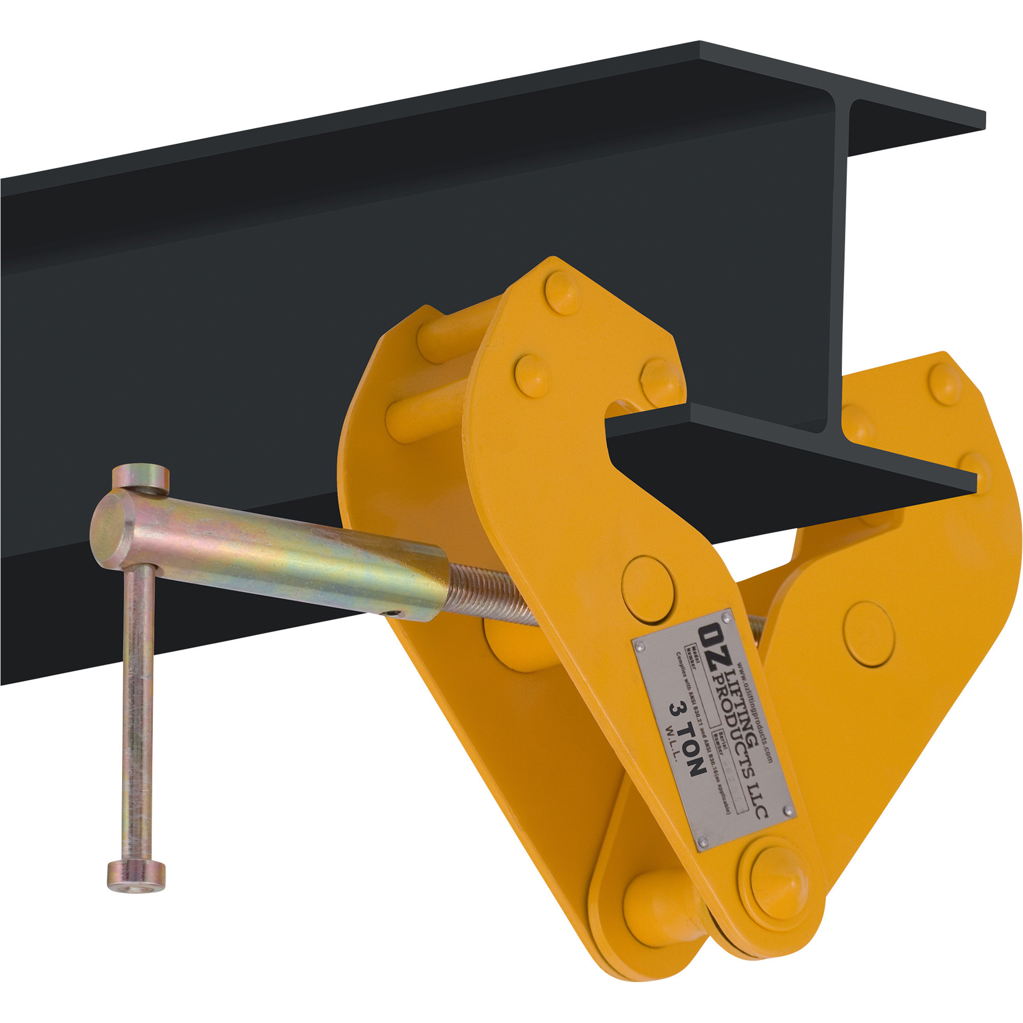OZ Lifting Products Beam Clamp, 3-Ton Capacity, 3.15-12.60 Flange Width, Model# OZ3BC