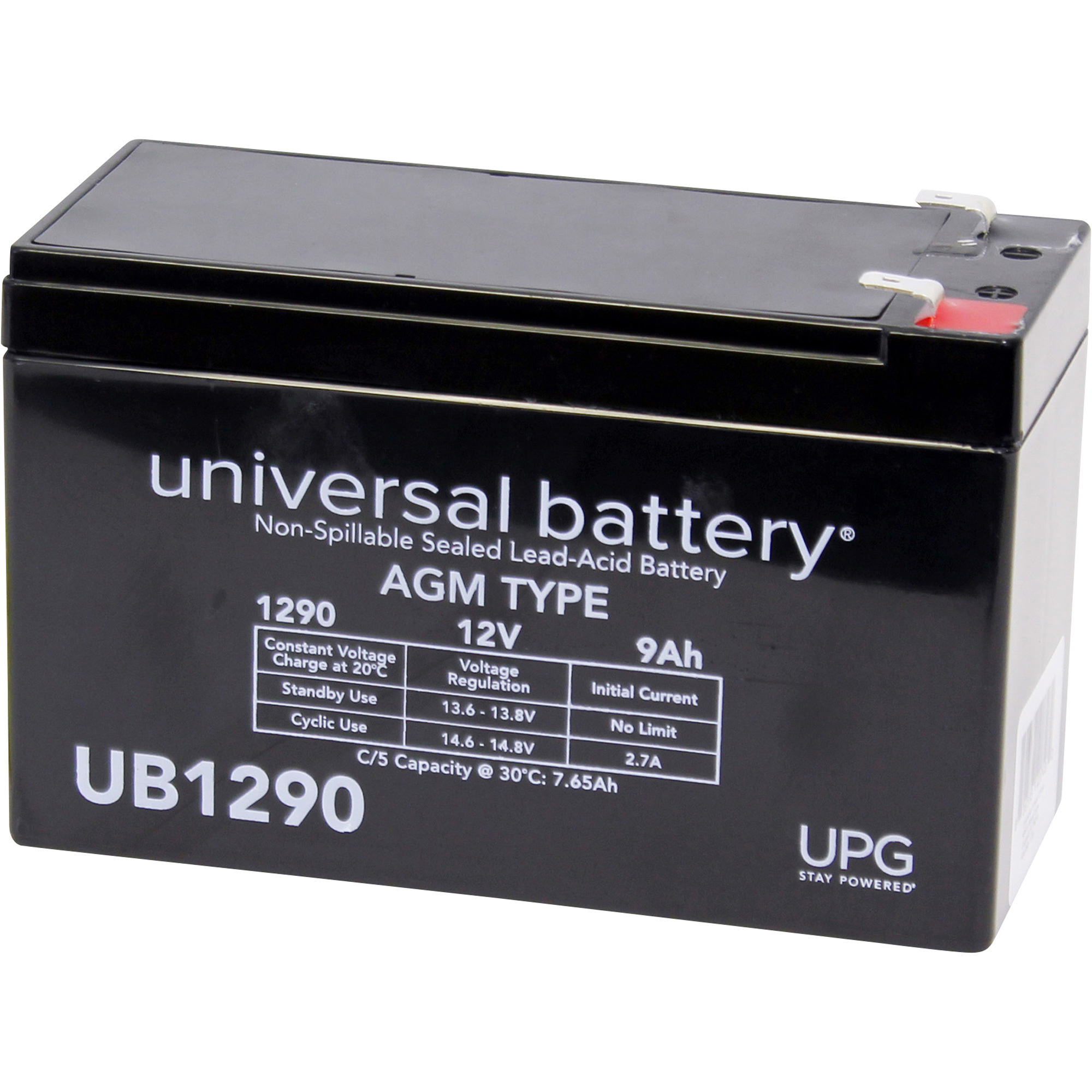 UPG Universal Sealed Lead-Acid Battery, AGM-type, 12V, 9 Amps, Model# UB1290
