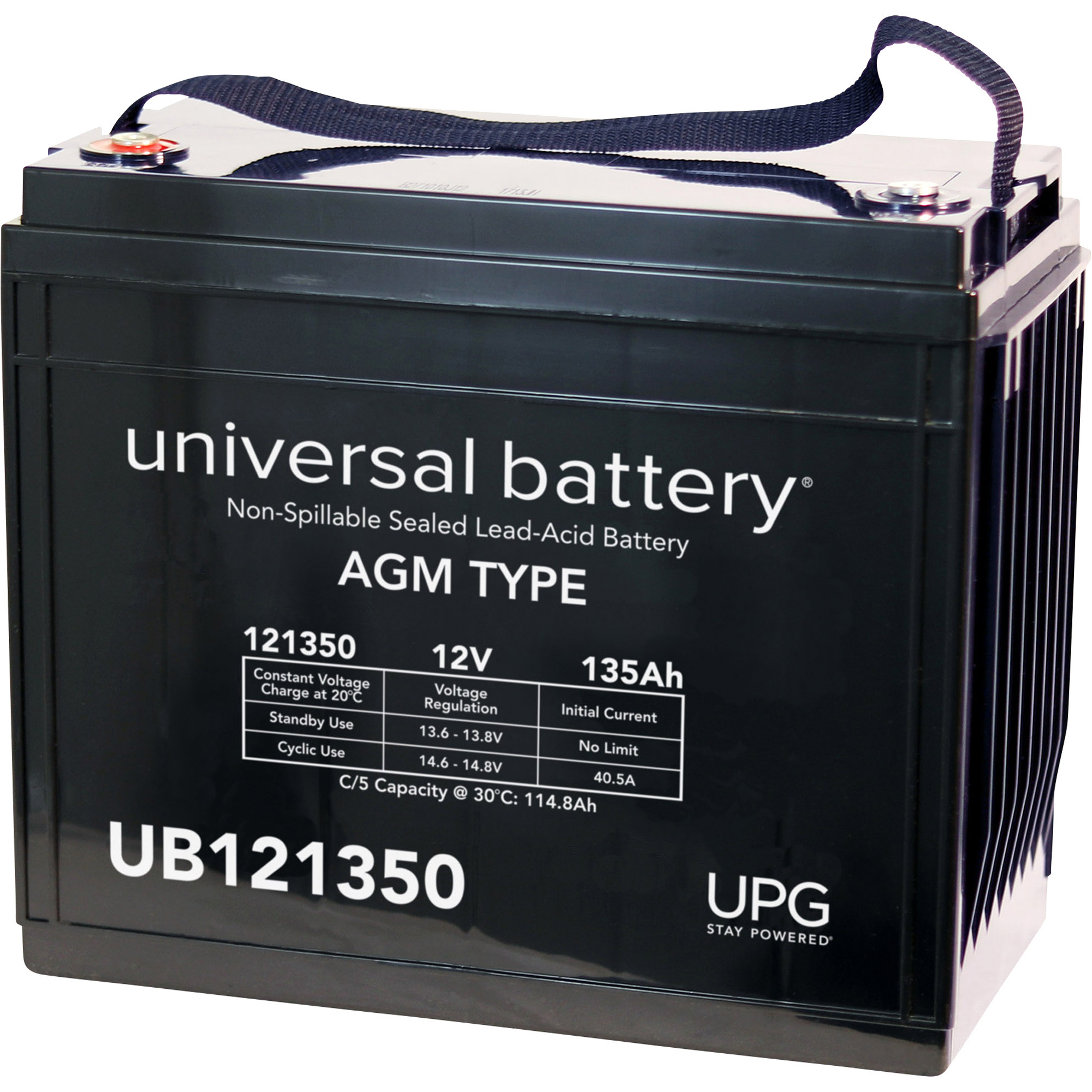 UPG Universal Sealed Lead-Acid Battery — AGM-type, 12V, 135 Amps, Model ...