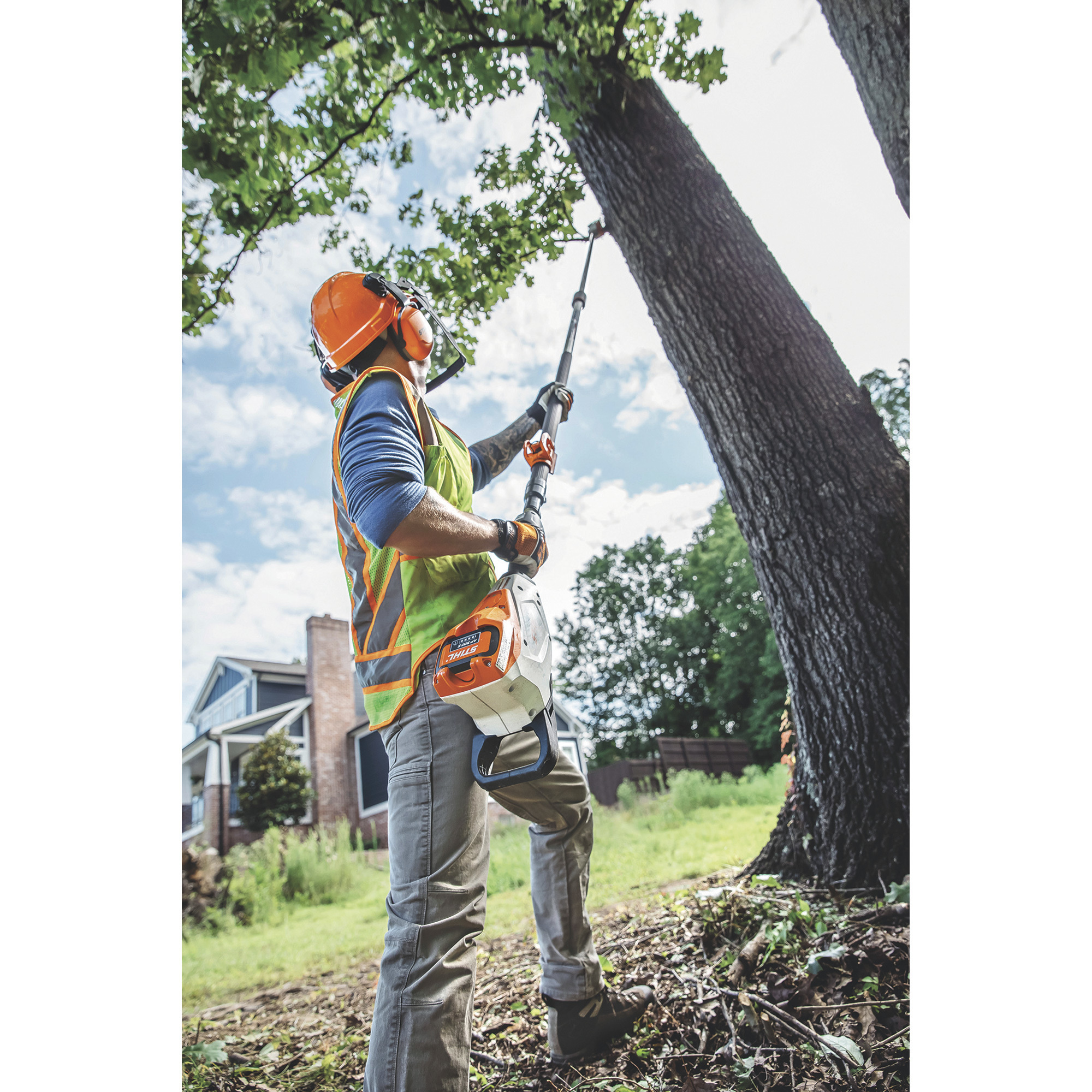 Stihl BatteryOperated LiIon Cordless Pole Pruner — 10in. Bar, 13ft.L Shaft, Model HTA 135