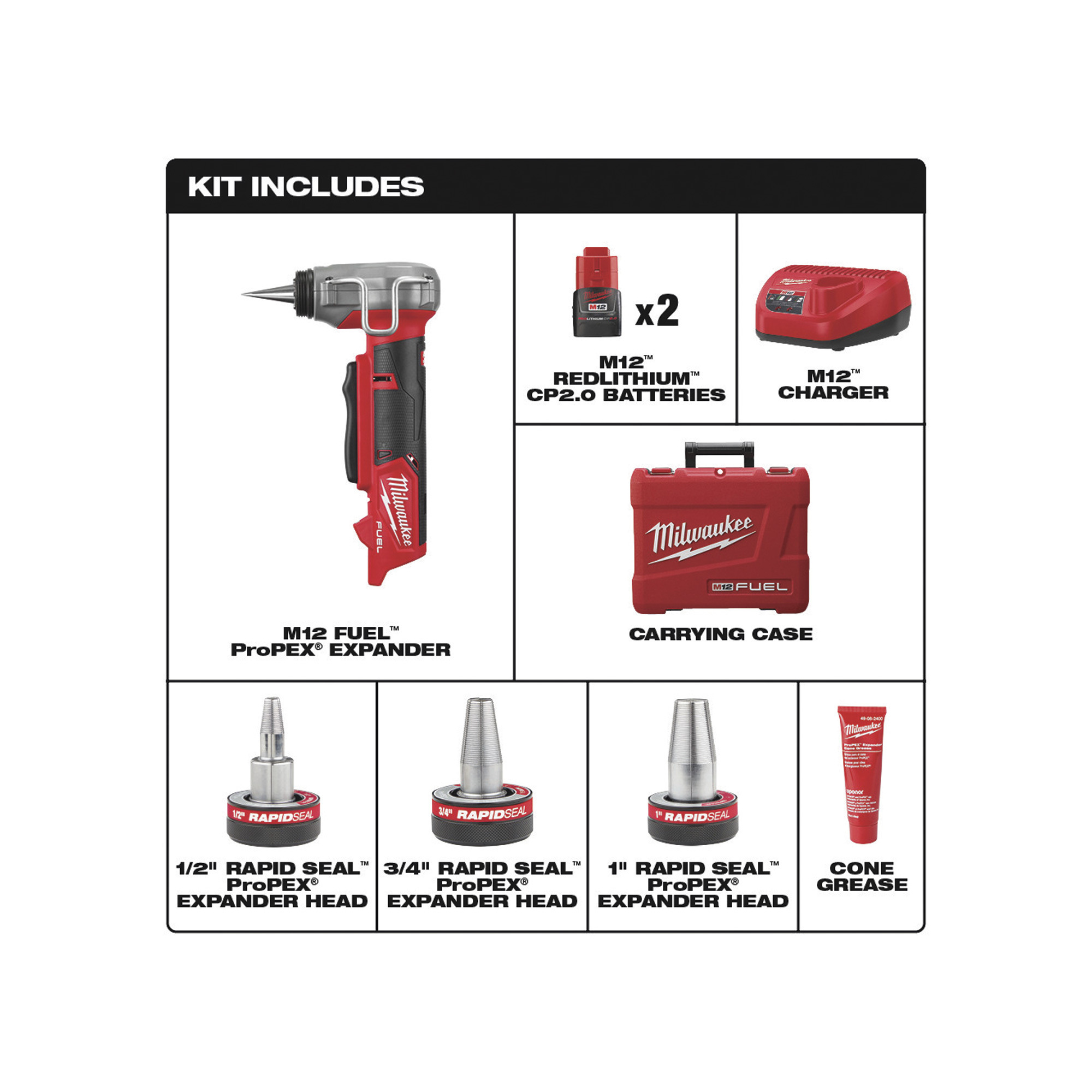 Milwaukee M12 FUEL Cordless ProPEX Expander — 3/8in.–1in., Batteries,  Model# 2532-22 Northern Tool