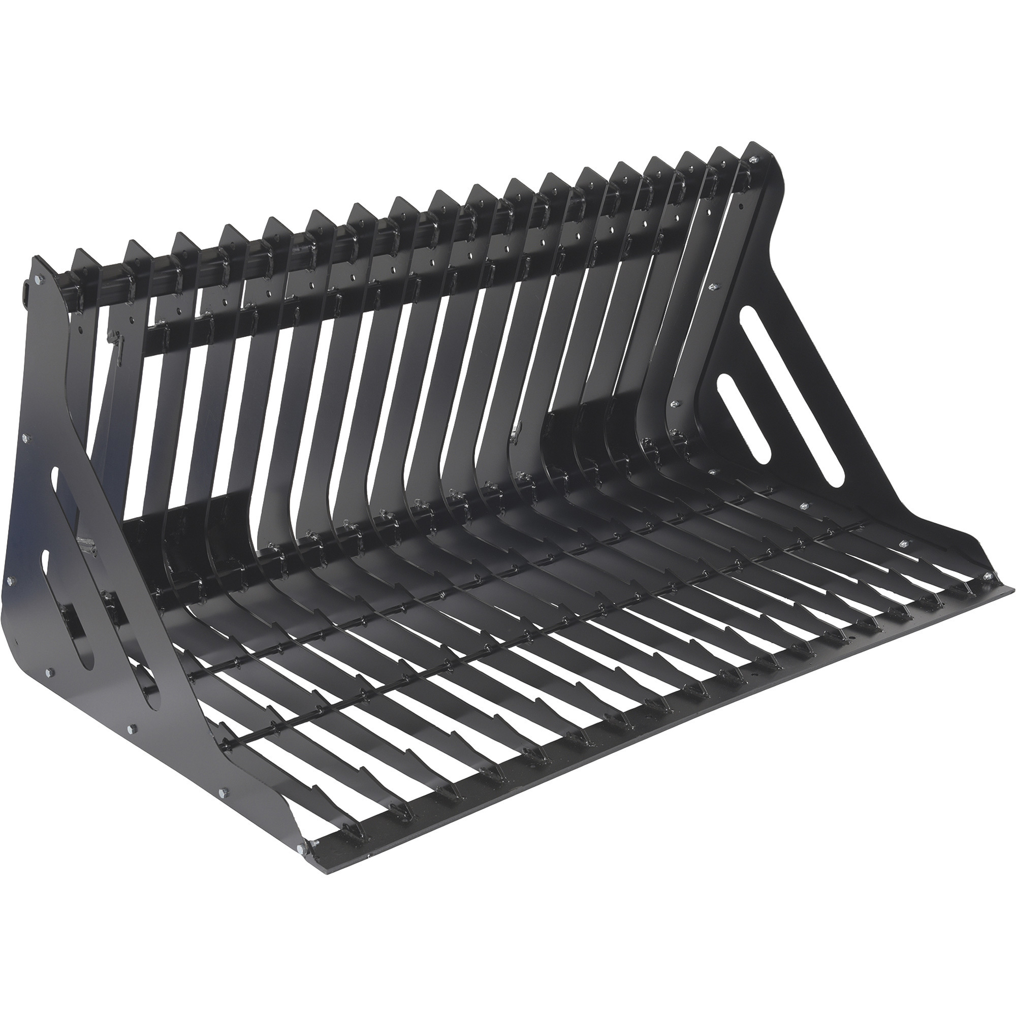 Vestil Skid Steer Rock Grader Bucket - 38.5in.L x 60in.W x 28.25in.H, Low-Profile Design, Steel, Model# EA-SKRG-60-LP