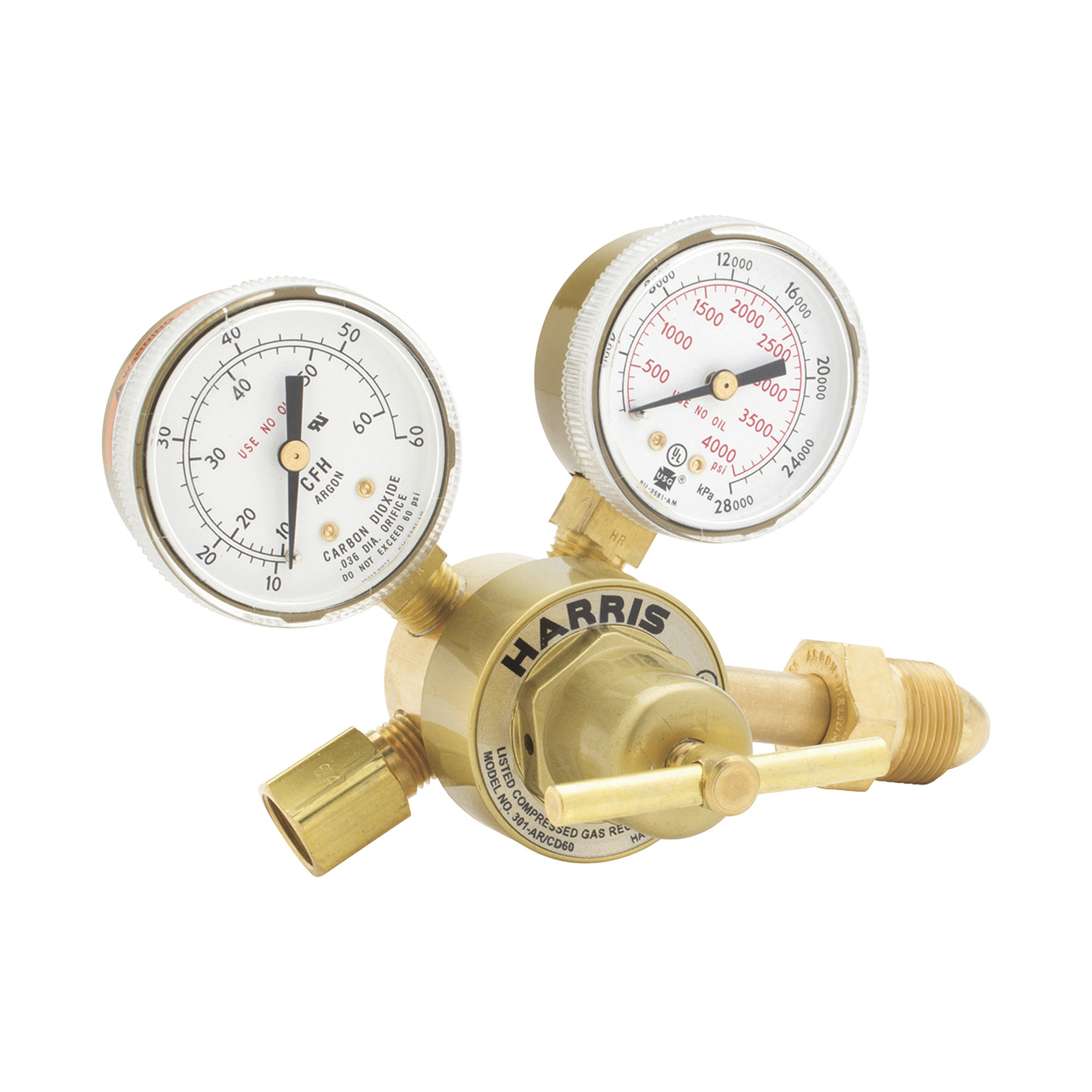 Harris Single-Stage Welding Flow Gauge Regulator — Argon, 60 SCFH, 3000 ...