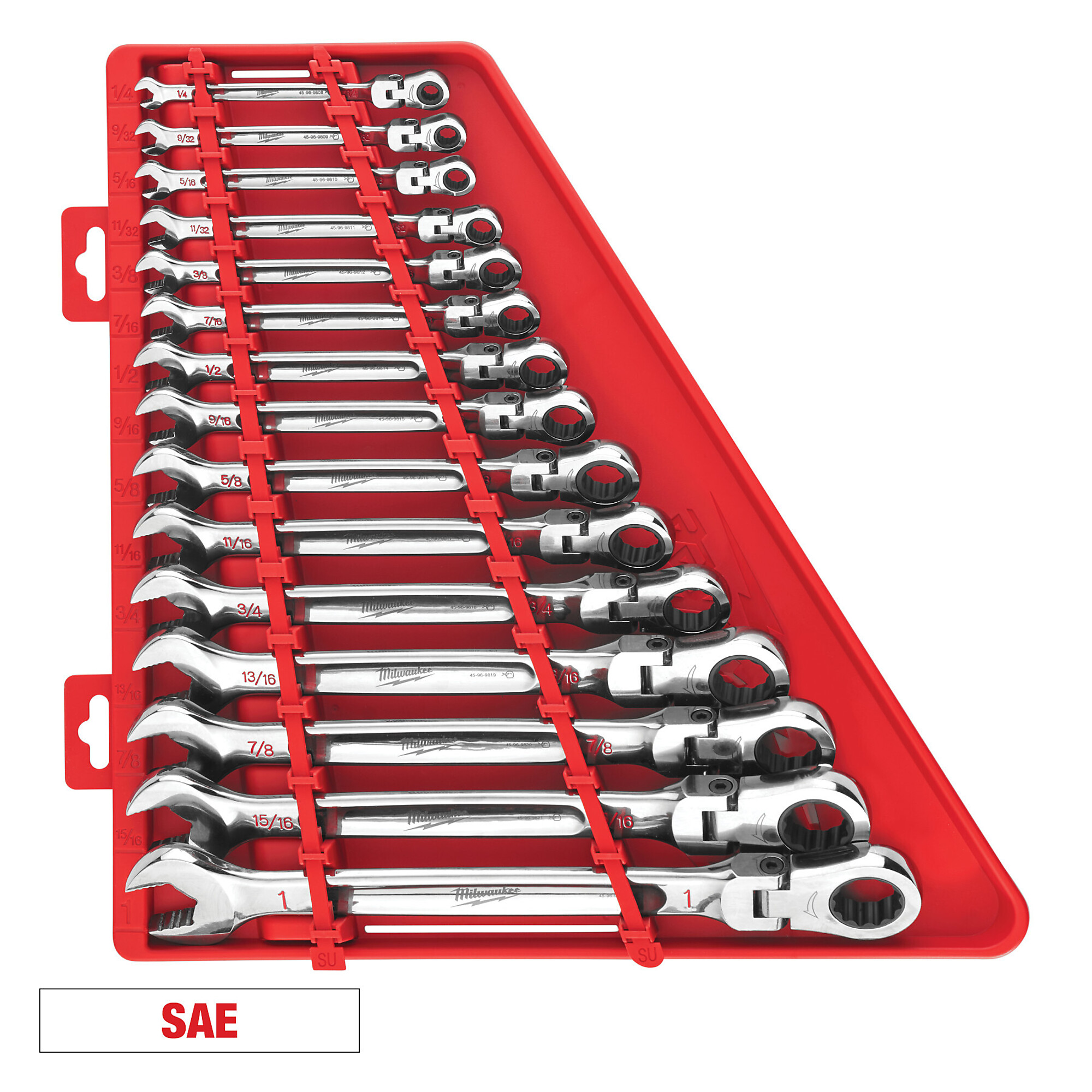 Milwaukee SAE/Metric Combination Ratcheting Wrench Set with Metric Flex-Head Ratcheting Wrench Set (45-Piece)