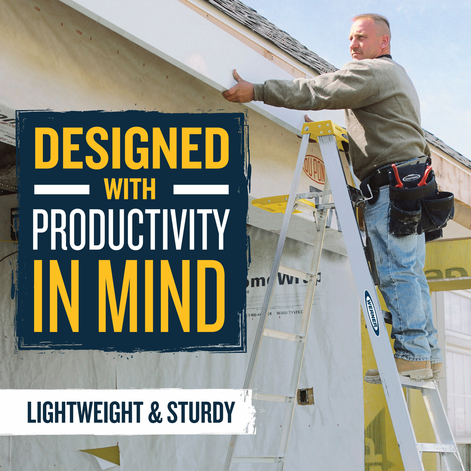 Werner Aluminum Step Ladder with Shelf, Type 1, 6ft., 250Lb. Capacity