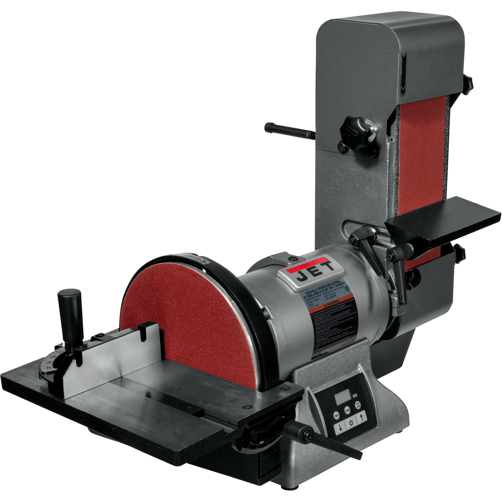 JET Variable-Speed Industrial Belt and Disc Grinder, 4in. x 36in. Belt, 9in. Grinding Disc, 1 HP, Model# IBGB-436VS