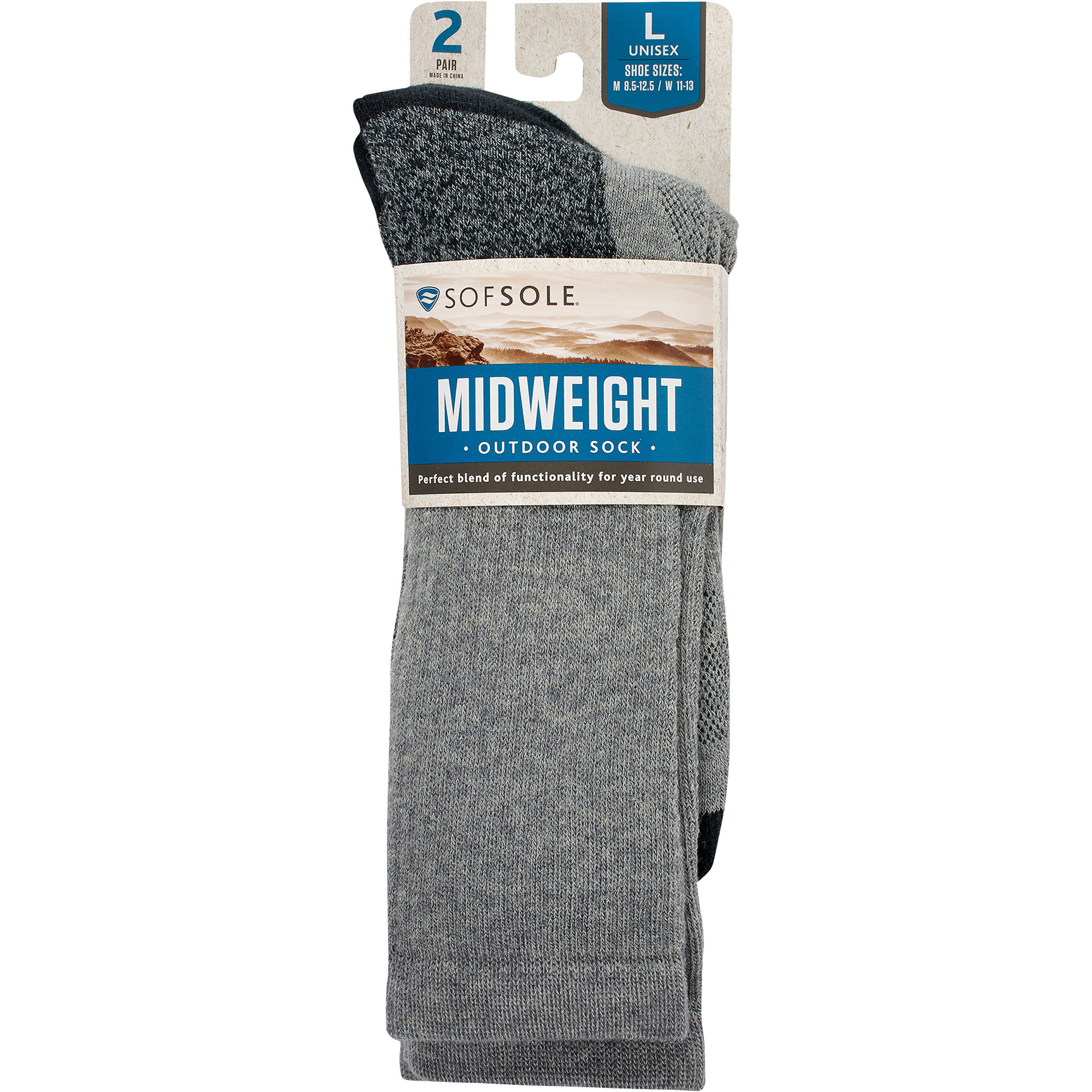 MaxxDry Men's Sof Sole Trek Boot Socks, 2 Pairs, Gray, Large, Model 98743 Northern Tool