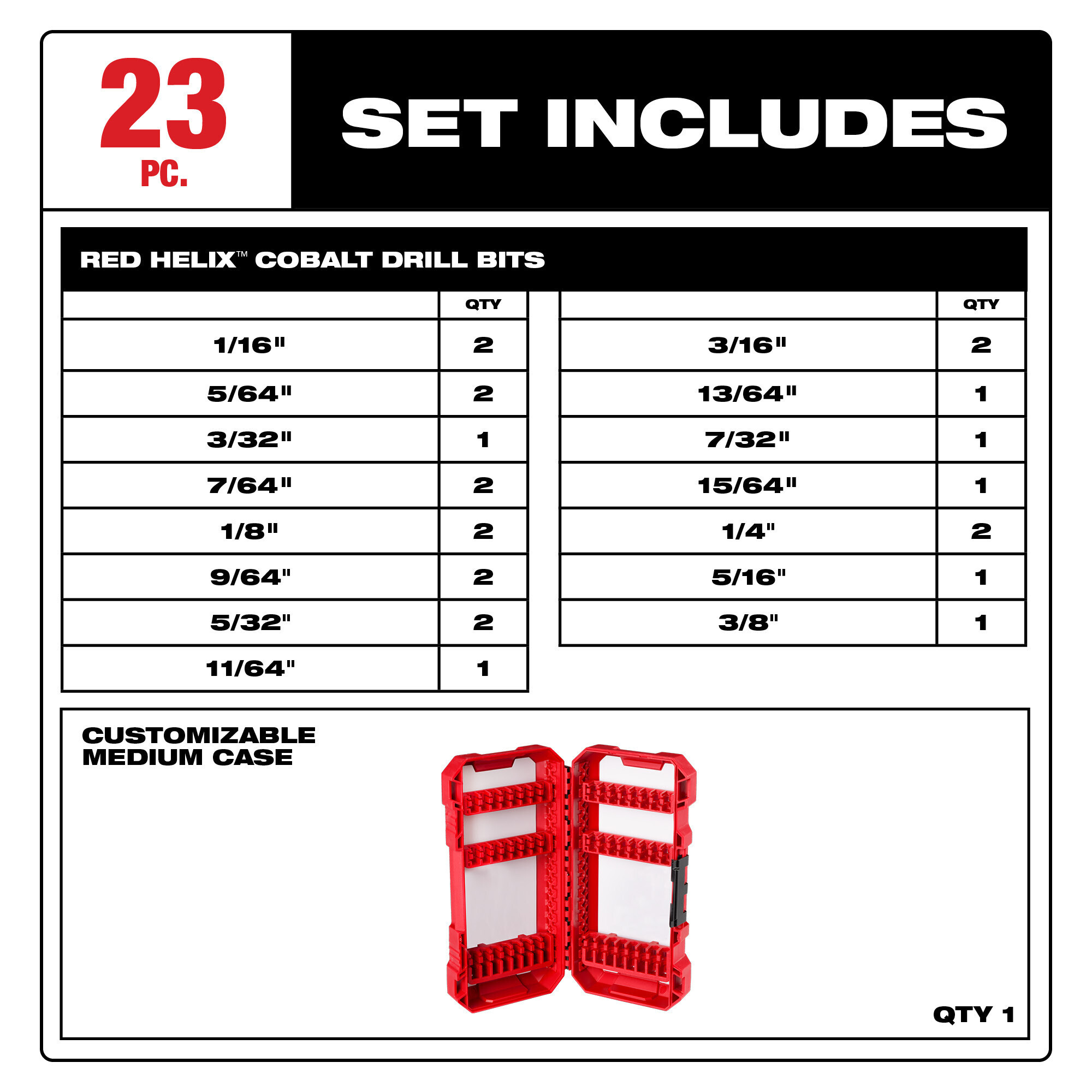 Milwaukee Cobalt Red Helix Drill Bit Set — 23-Pc., Model# 48-89-2338 ...