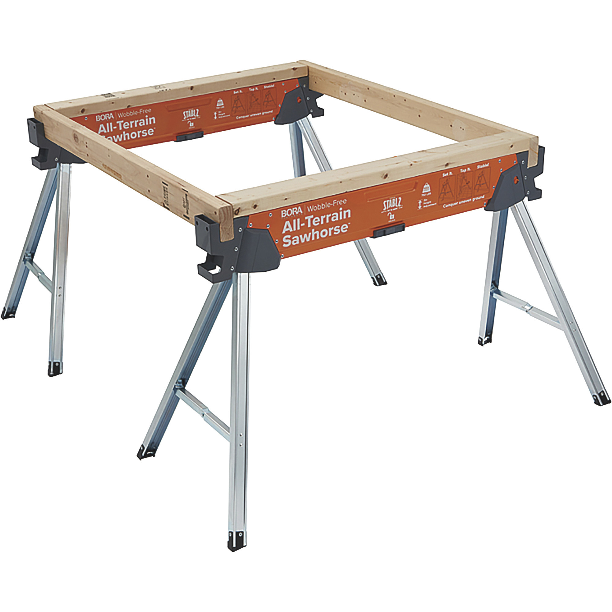 Bora Portamate AllTerrain Sawhorses, 1 Pair — 1500Lb. Total Capacity