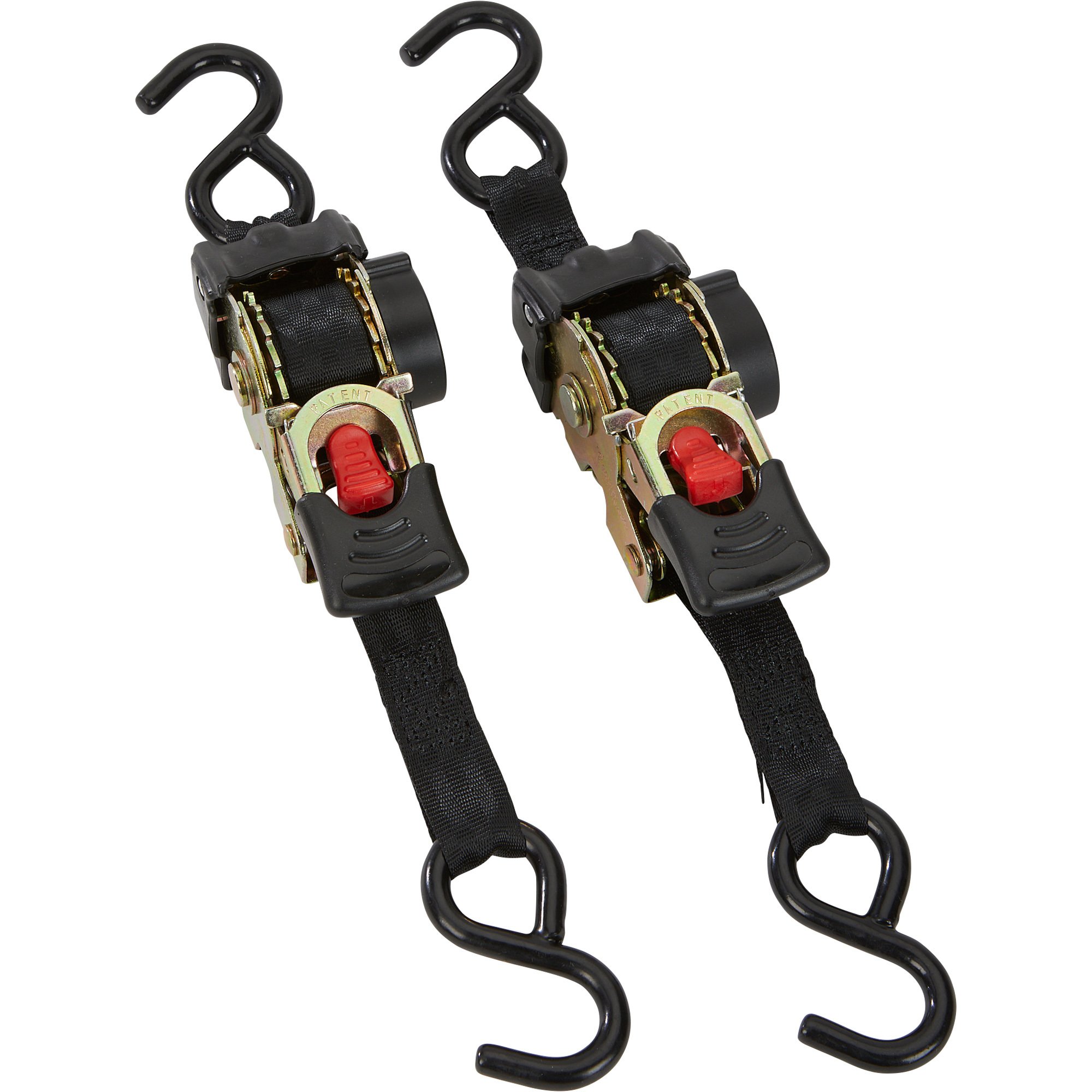 2in x 6ft RATCHET TIE-DOWN, S-HOOKS (pair)