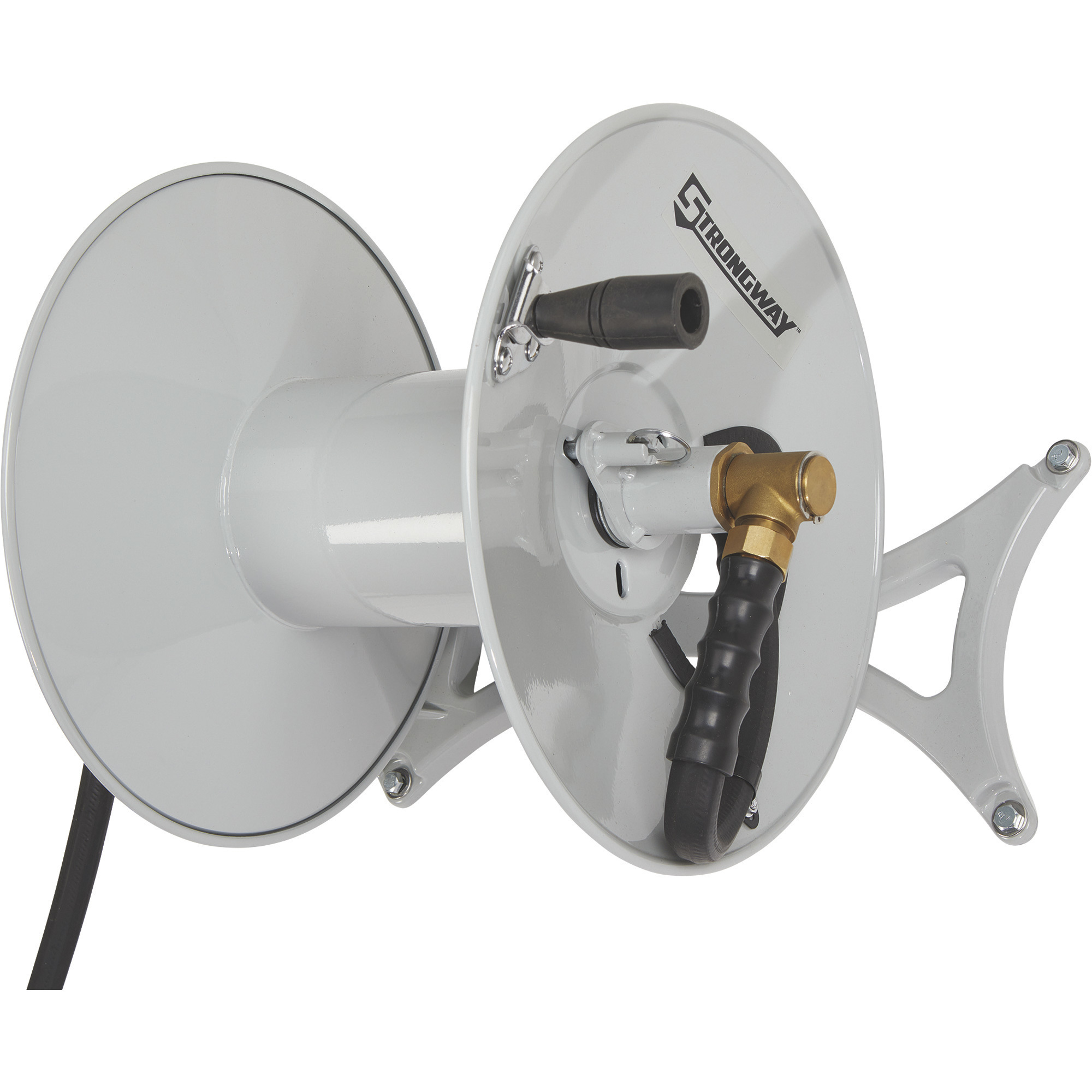 Strongway Wall-Mount Hose Reel with 6ft. Lead-In Hose, Holds 5/8in. x  150ft. Hose