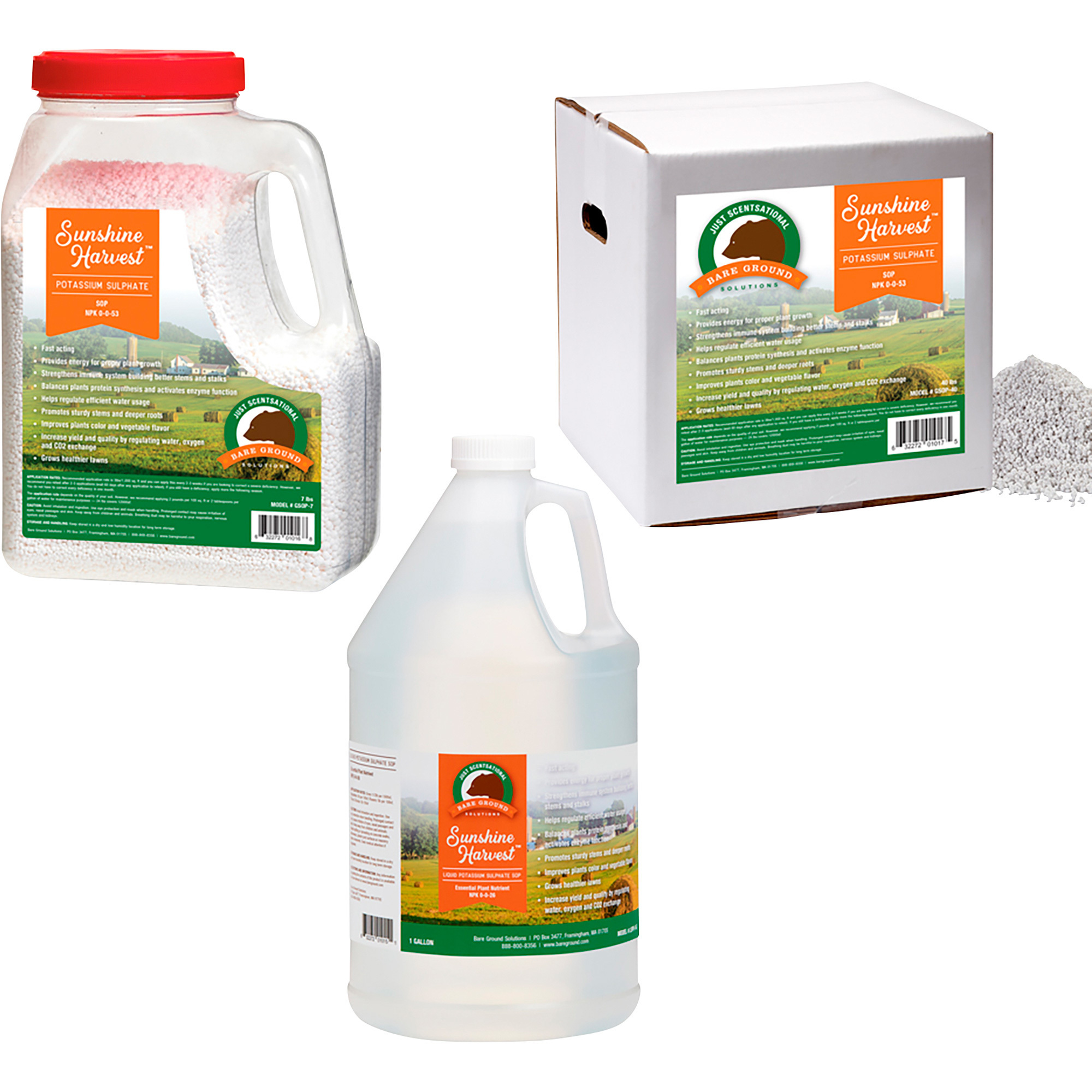 Bare Grounds Just Scentsational Sunshine Harvest Potassium Sulphate (SOP) Fertilizer, 40-Lb. Box, Model# GSOP-40