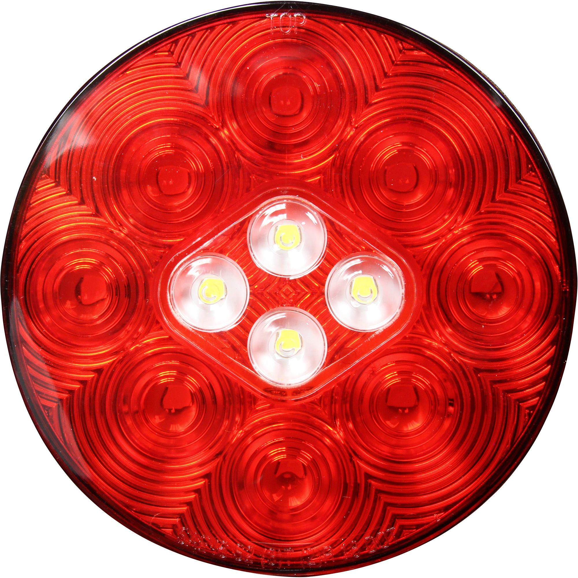 Hopkins Towing Solutions LED Round Stop/Tail/Turn Light with Integrated Back-Up Light Kit, Red, 4in., Model# C546RK