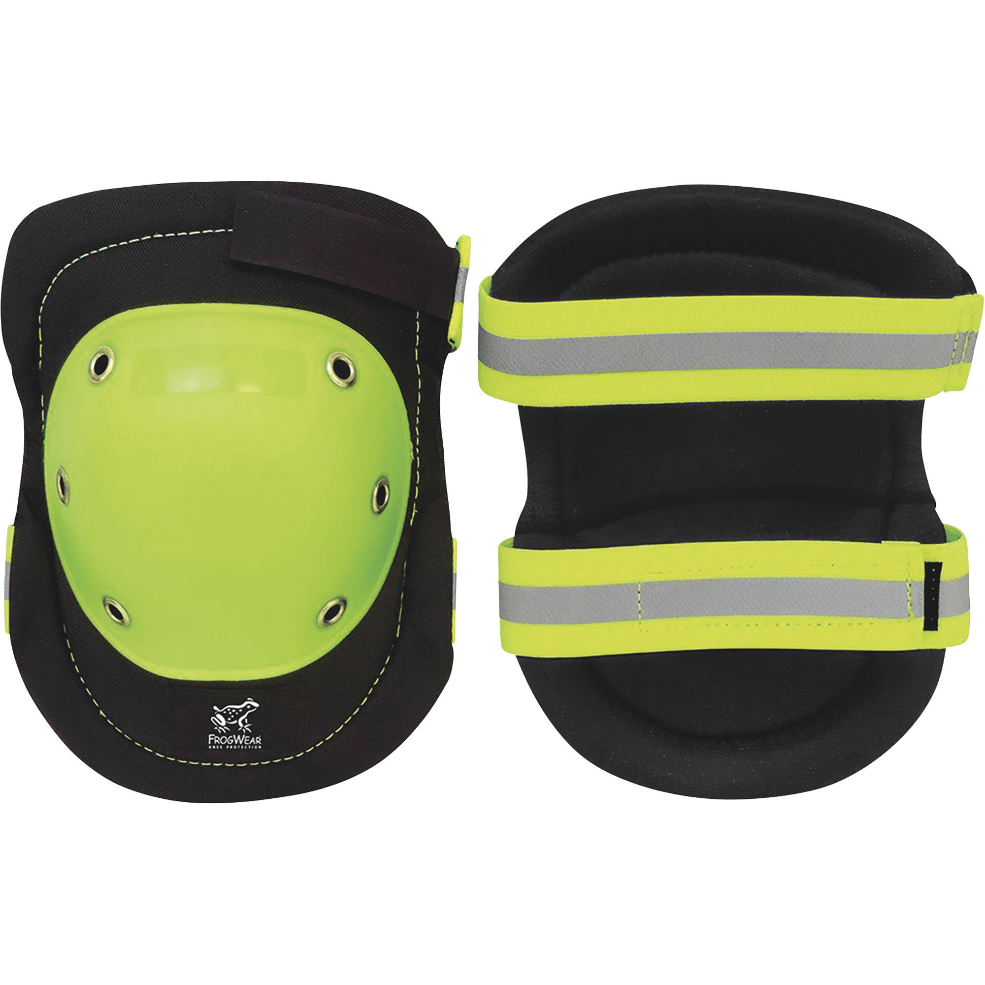 Global Glove High-Visibility Knee Caps with Hard PE Swivel Caps, Black with High-Visibility Yellow/Green, One Size