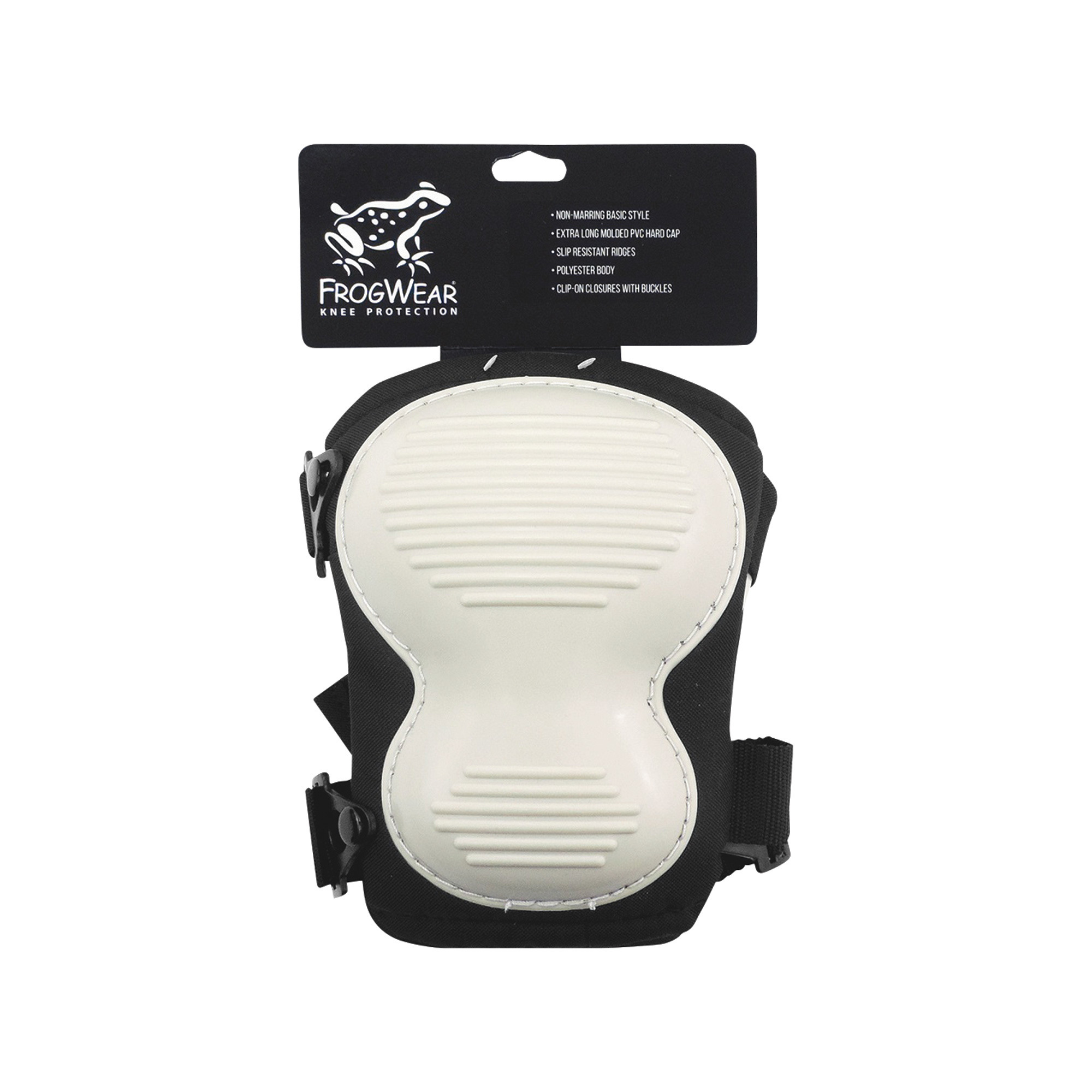 Global Glove Non-Slip Ergonomic Knee Pads, Black/White, One Size