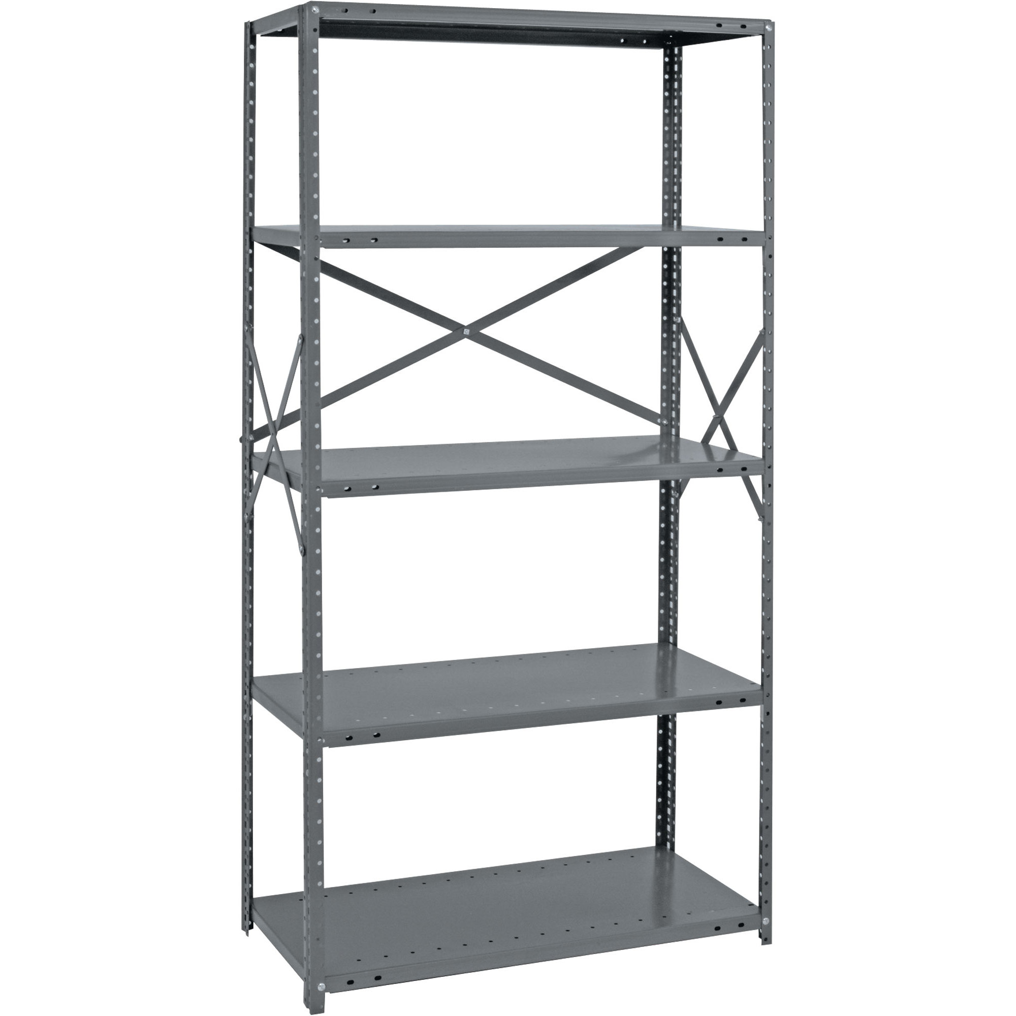 Quantum Heavy-Duty 20-Gauge Industrial Steel Shelving — 6 Shelves, 36in