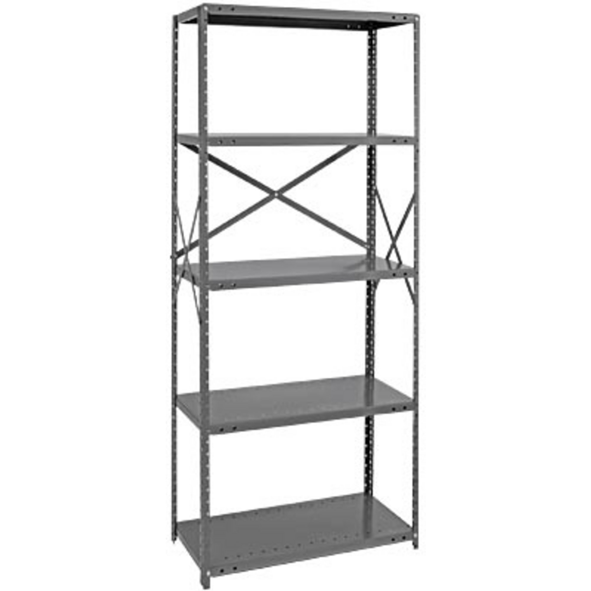 Quantum Heavy-Duty 20-Gauge Industrial Steel Shelving — 7 Shelves, 48in
