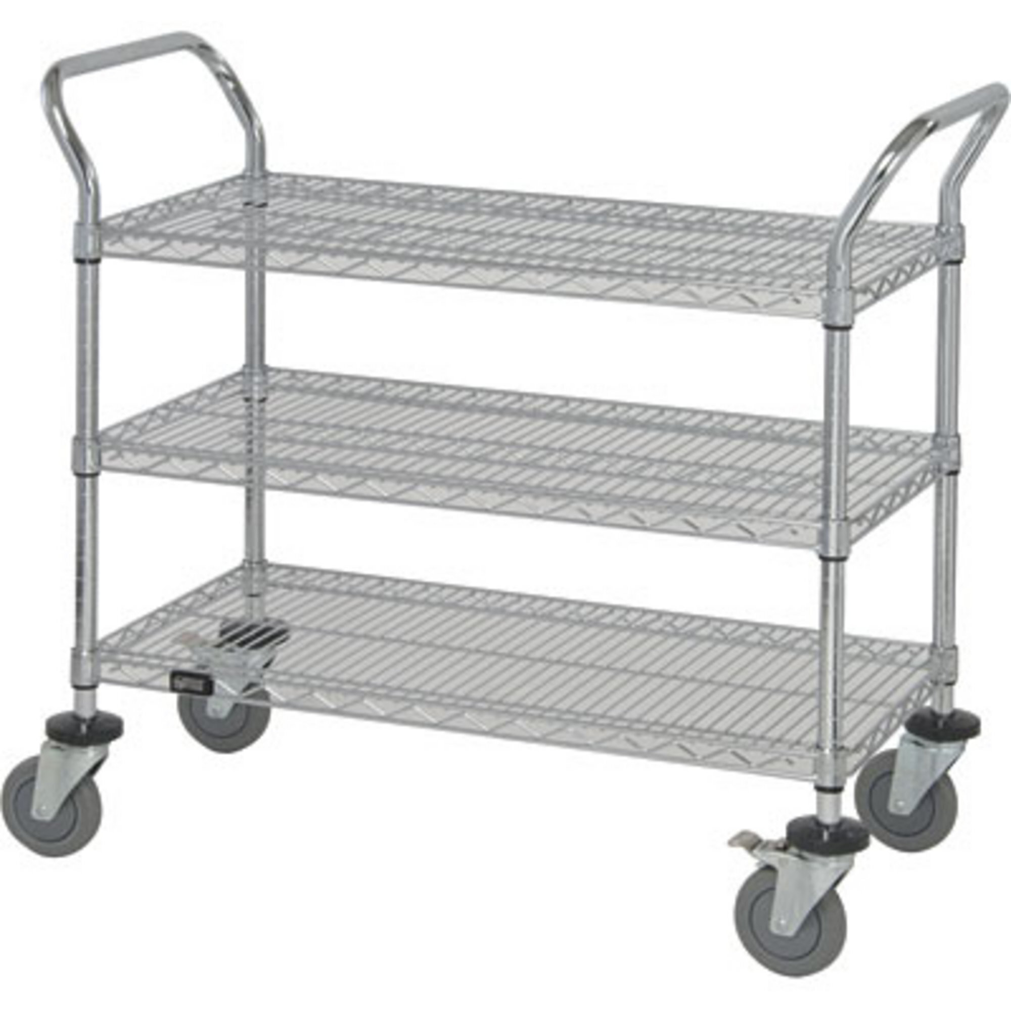 Quantum Wire Shelving Mobile Wheeled Utility Cart, 3 Shelves, 24in. x 36in. x 38in., Model# WRC-2436-3