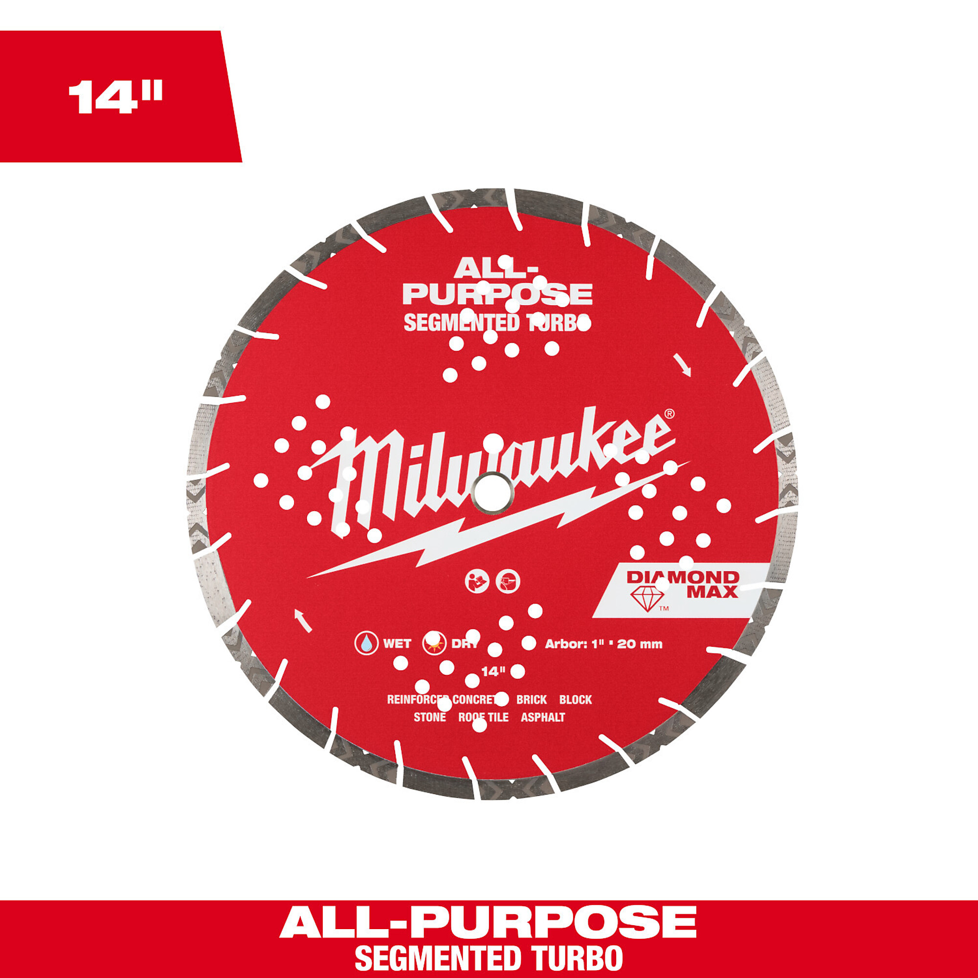 Milwaukee 14in. DIAMOND MAX Segmented Turbo All-Purpose Blade, Model# 49-93-7140