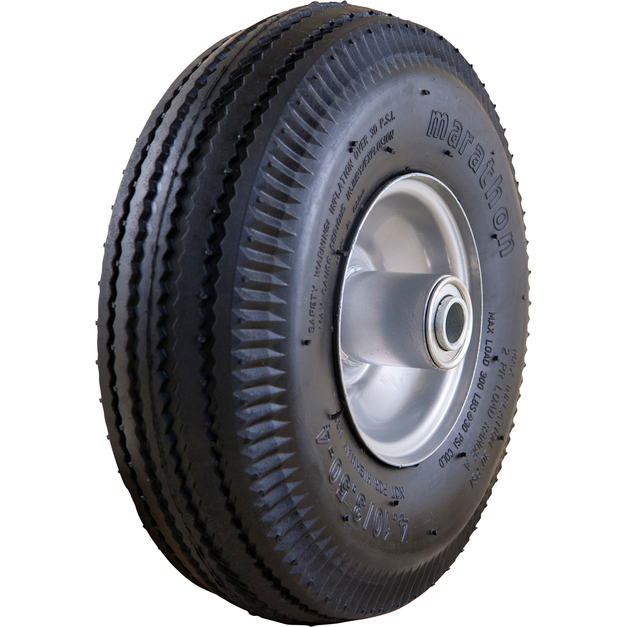 Marathon Universal Fit Air-Filled Tire and Wheel, For Hand Trucks, 4.10 ...