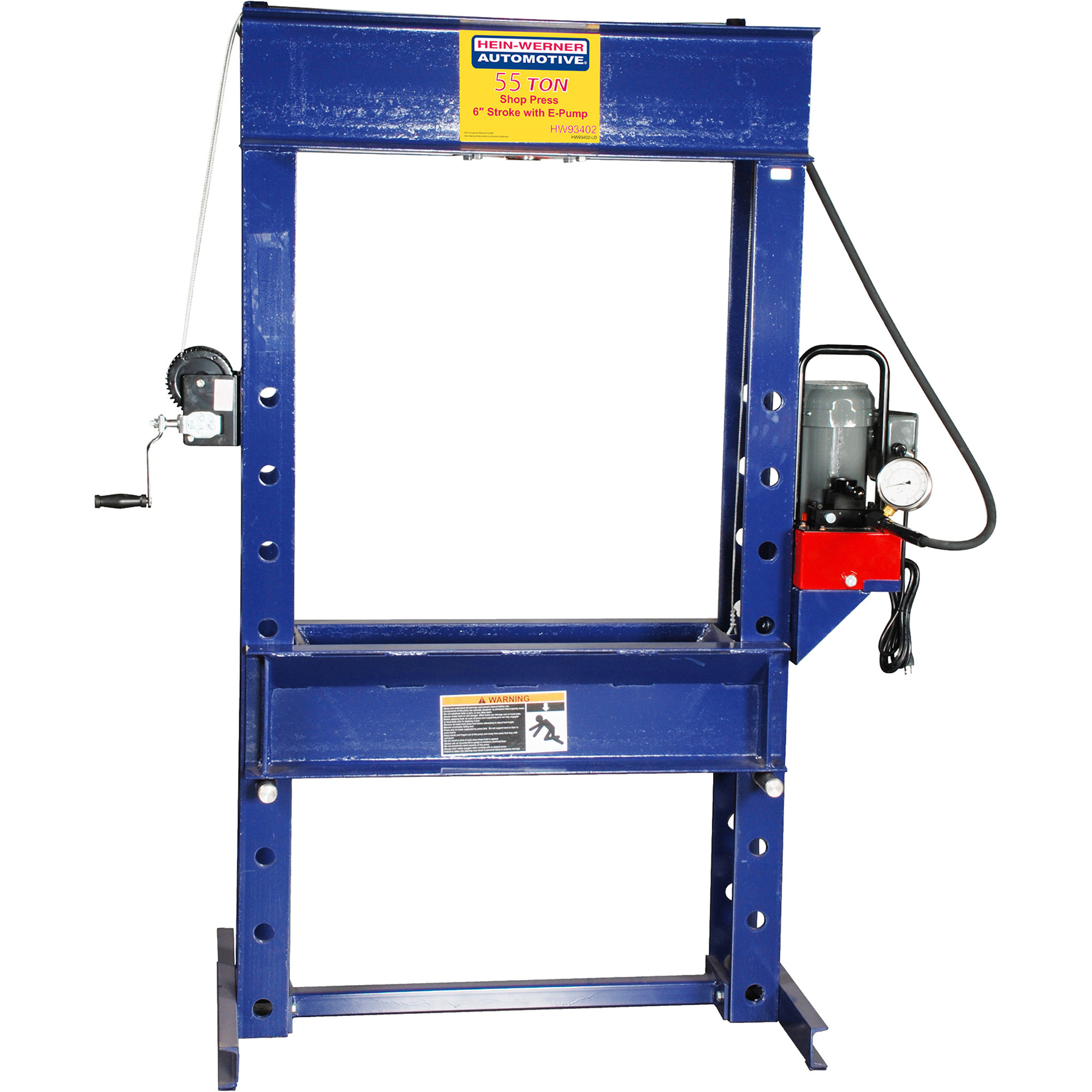 Hein-Werner 55-Ton Shop Press, Electric Pump, Model# HW93402