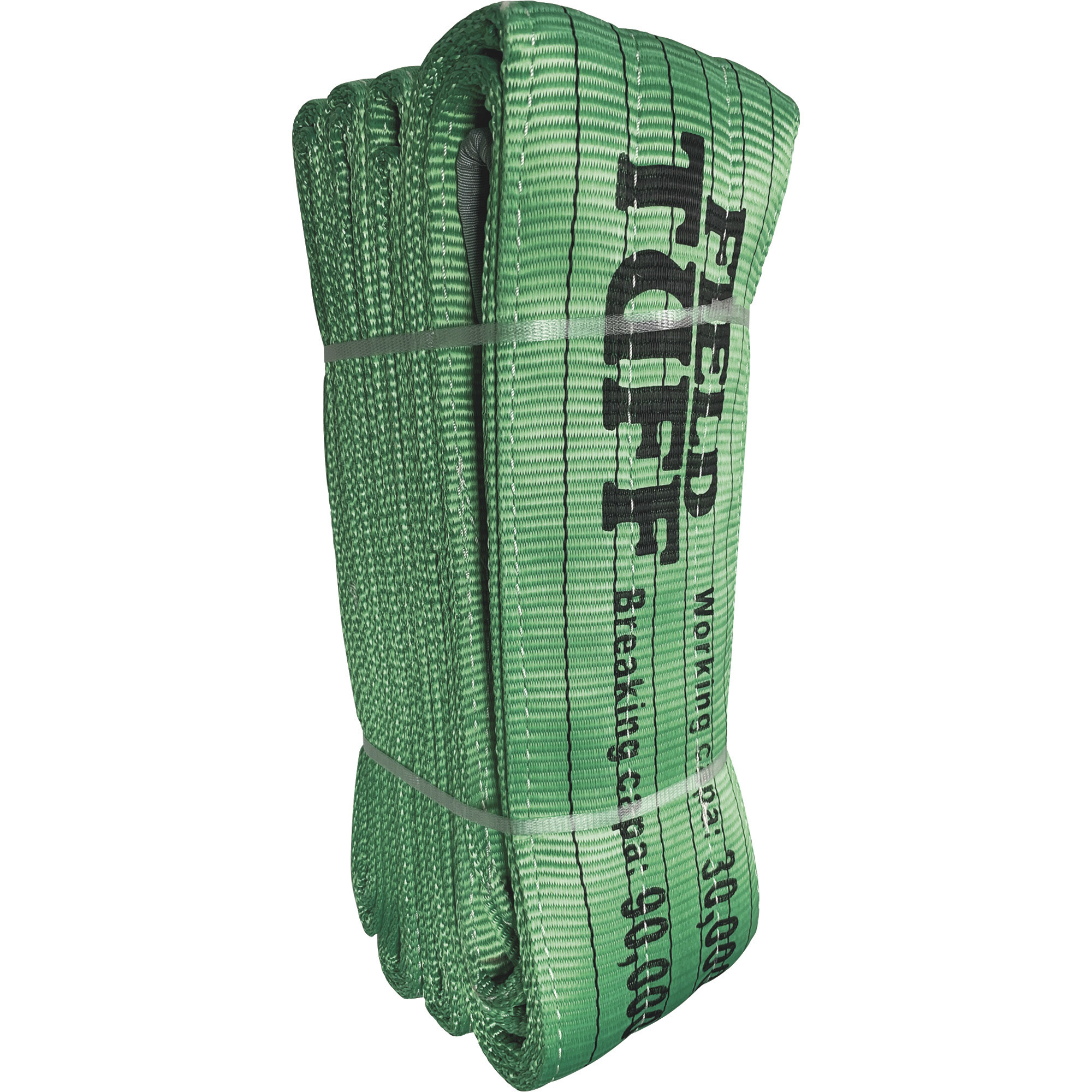 Field Tuff Heavy-Duty Tow Strap - 33ft. Length, 90,000-Lb. Breaking Strength, 30,000-Lb. Working Load, Reinforced Loop Ends, Green, Model# FTF-733TS