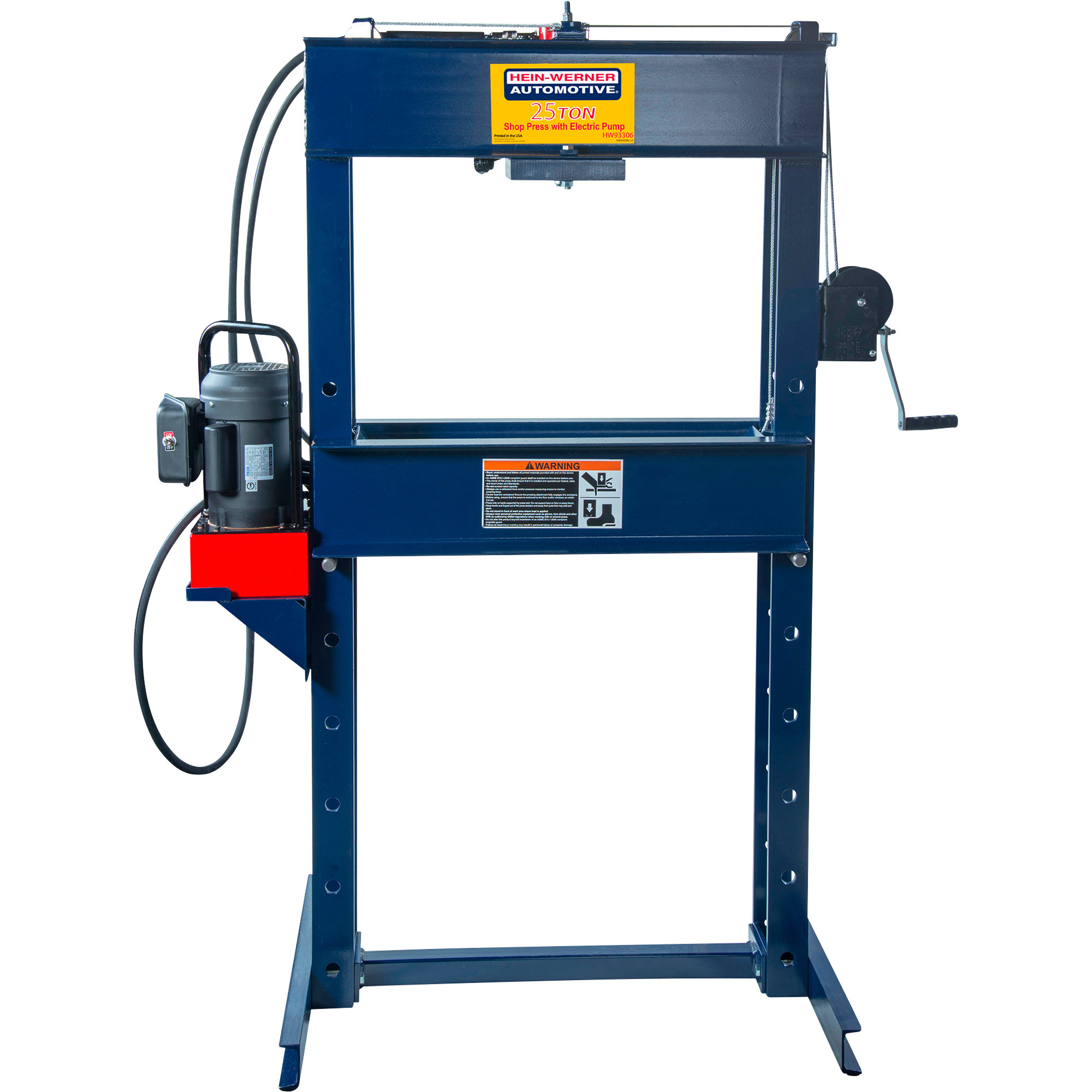 Hein-Werner 25-Ton Shop Press, Double-Acting Electric Pump, Model# HW93306