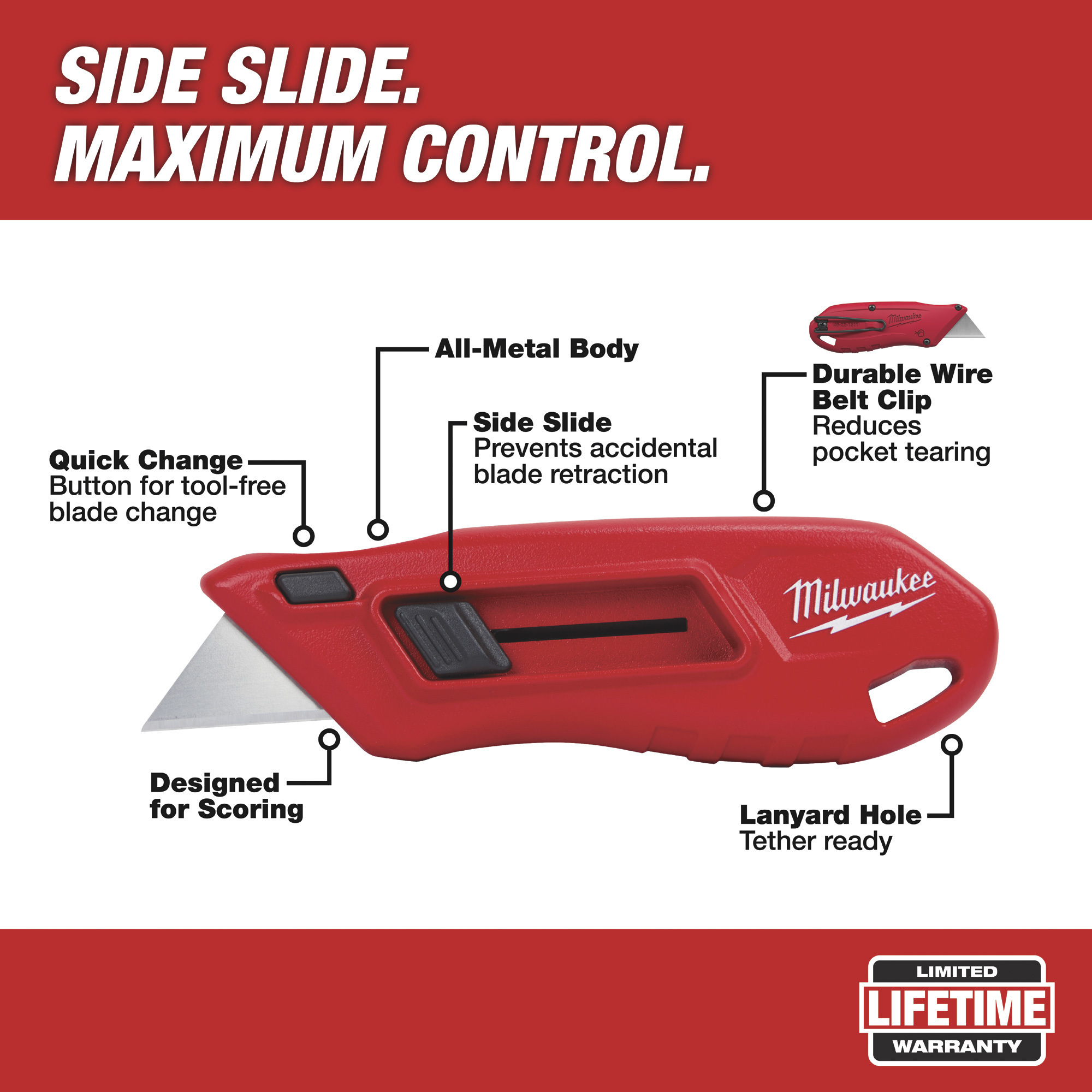 Milwaukee Compact Side Slide Utility Knife, Model 48221511
