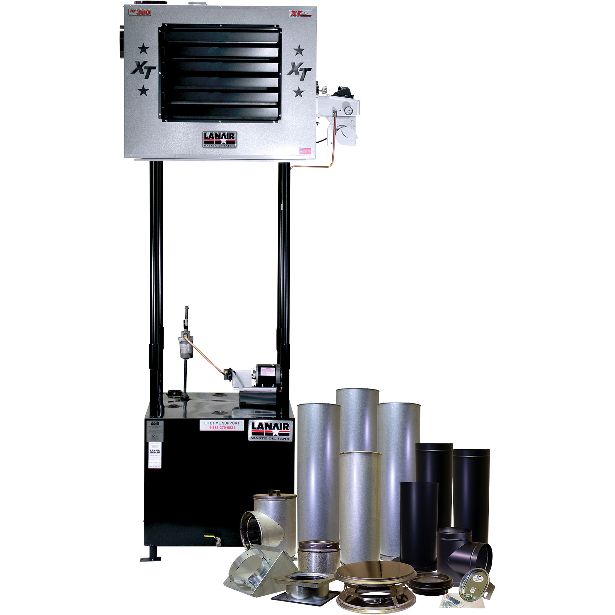 Lanair Waste Oil-Fired Thermostat-Controlled Heater Package 4, 300,000 BTU, 10,000 Sq. Ft. Capacity, Model# XT-300 HEATER