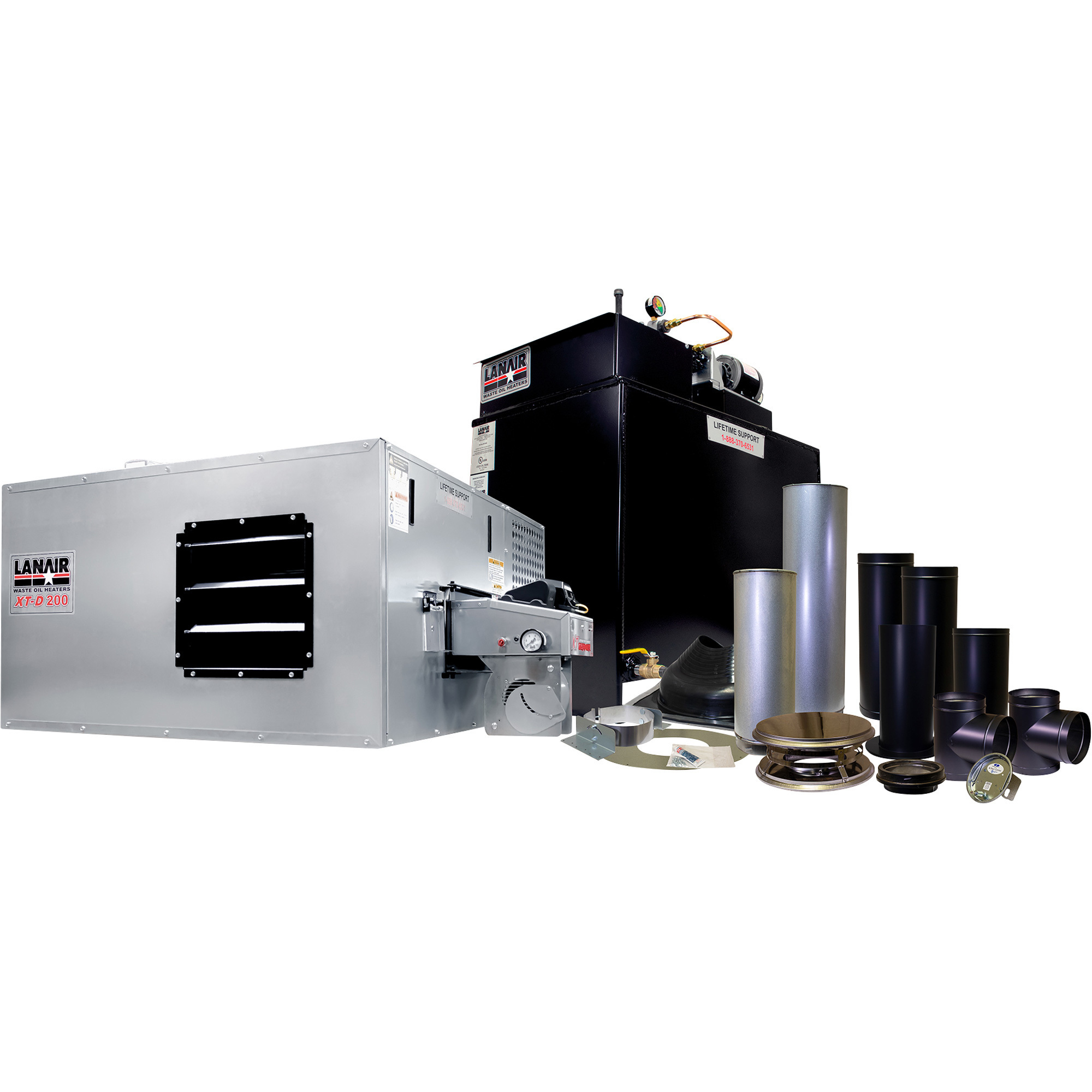 Lanair Waste Oil-Fired Thermostat-Controlled Heater Ductable Package 1, 300,000 BTU, 10,000 Sq. Ft. Capacity, Model# XT-D-300