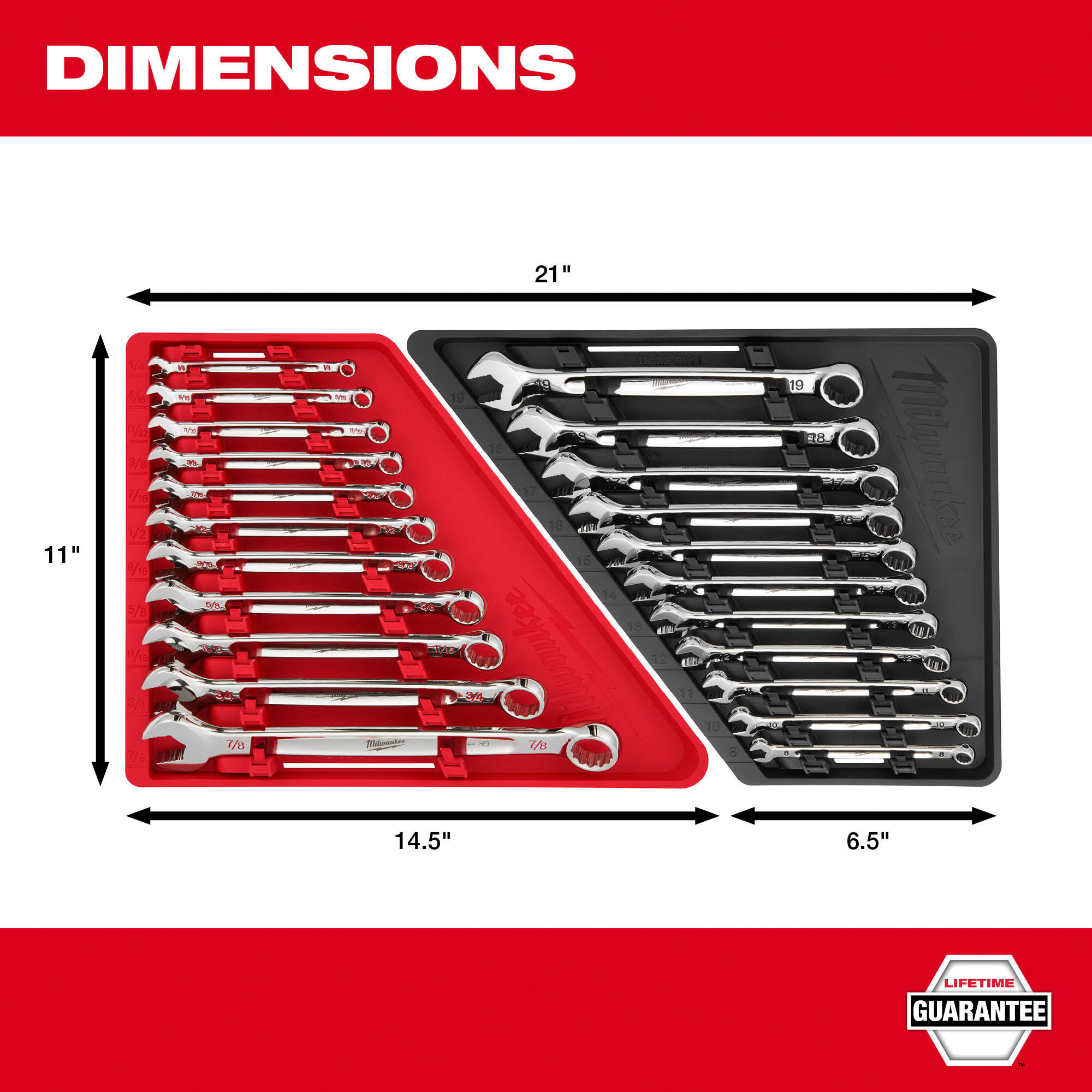 Milwaukee Combination Wrench Set, 11Pc., SAE, Model 48229411