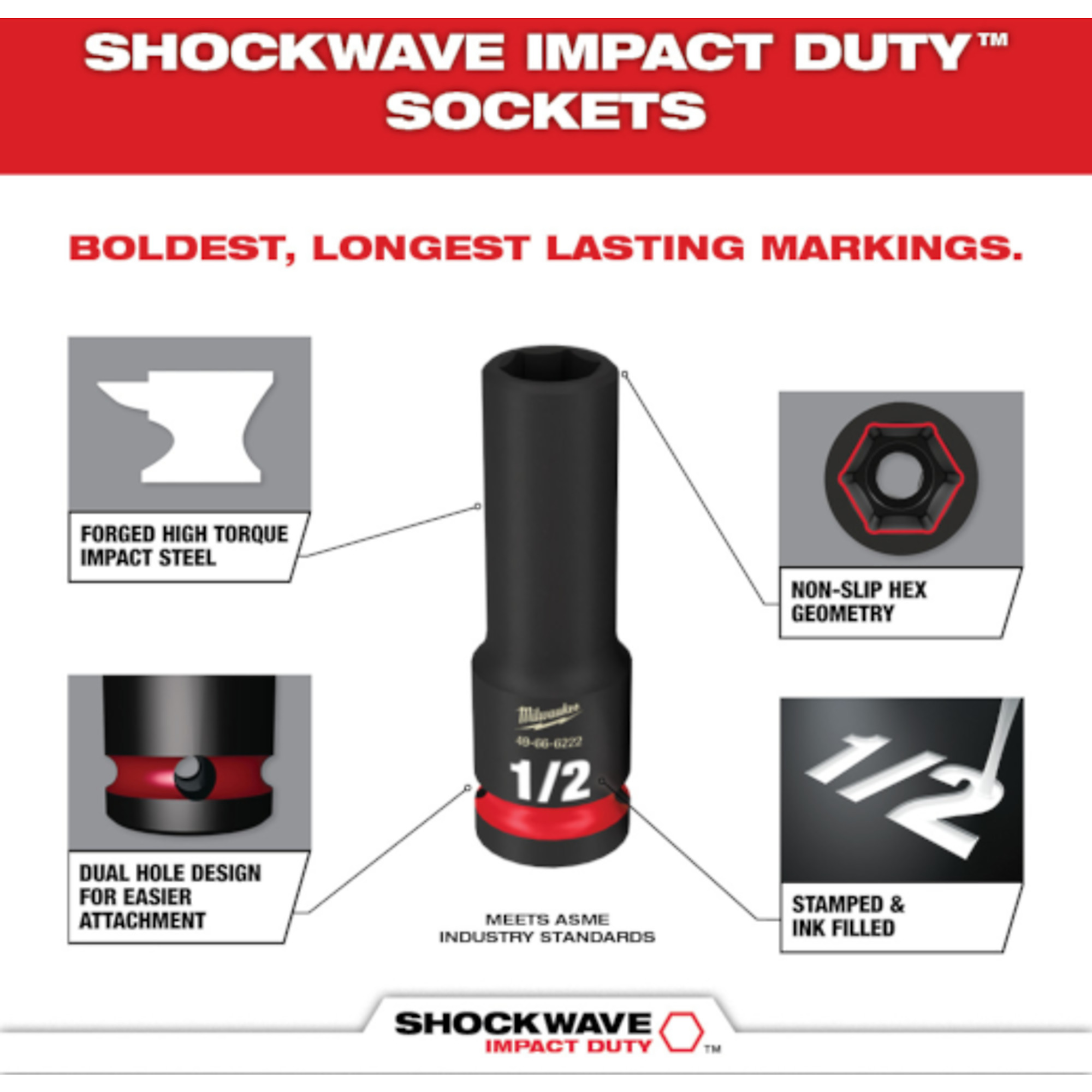 Milwaukee 49-66-6806 SHOCKWAVE Impact Duty Socket 1/2” Dr 31PC PACKOUT Set