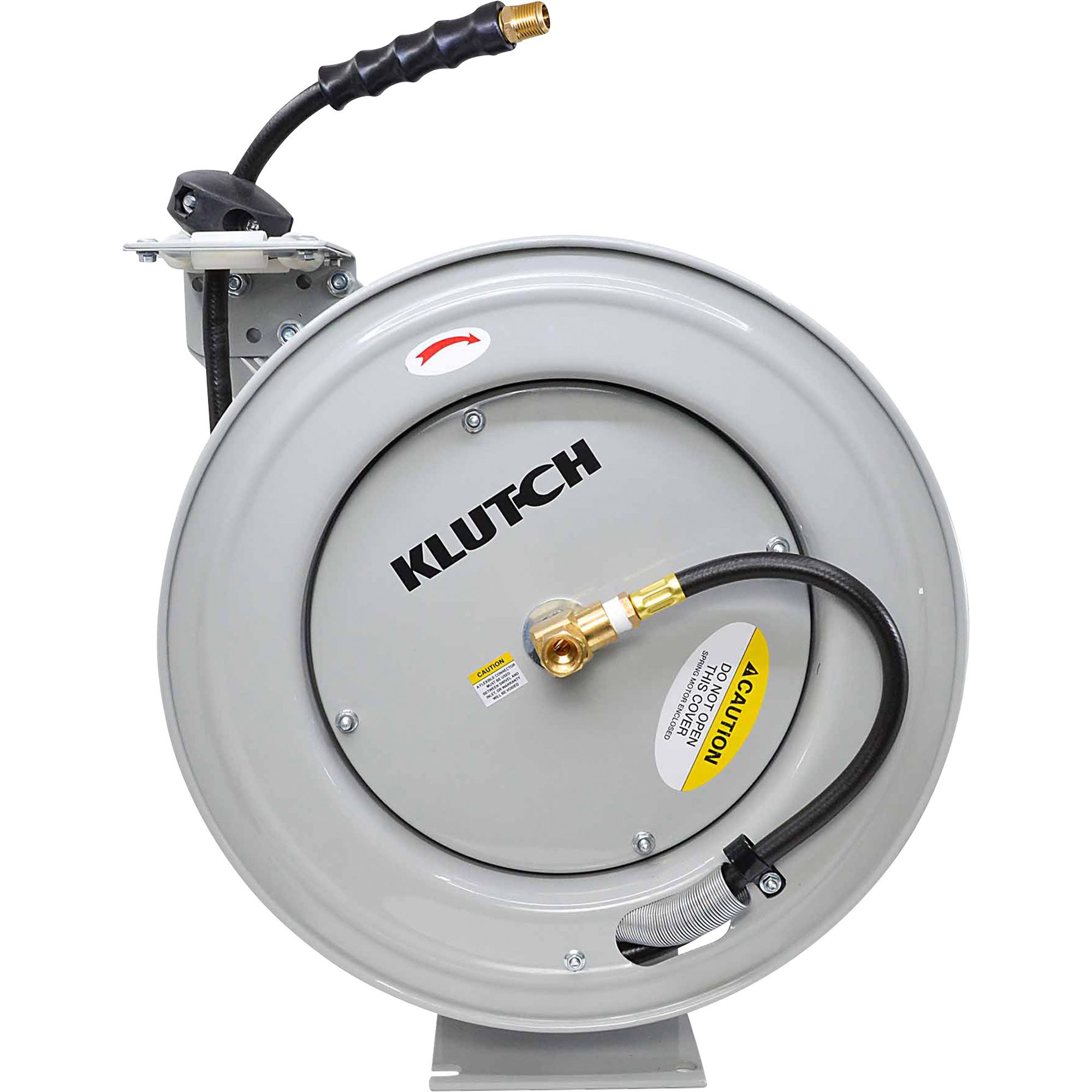 Klutch Auto-Rewind Air Hose Reel, with 3/8in. x 25ft. Hose, 300 PSI