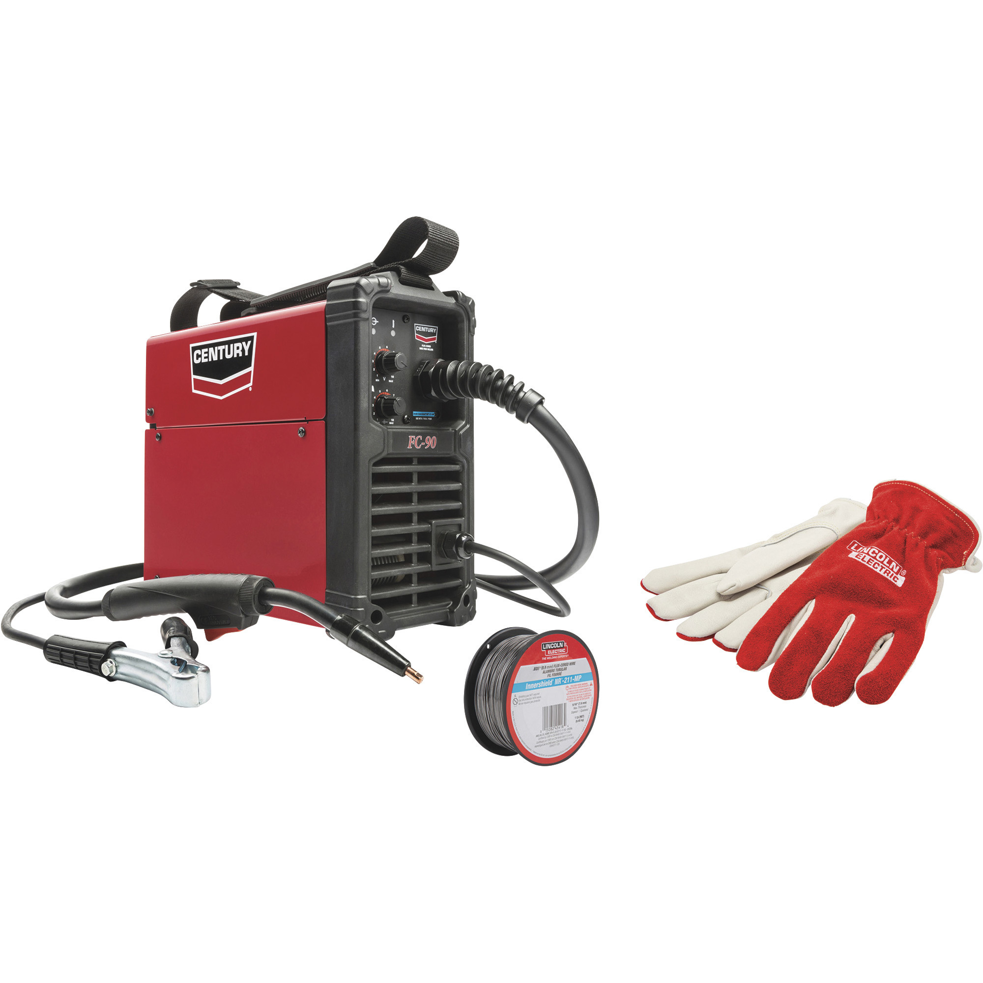 Lincoln Electric FC 90 Flux-Core Wire Feed Welder Kit, Includes XL Metal-Working  Gloves and Flux-Core Welding Wire Combo Pack, Model# K5387-1