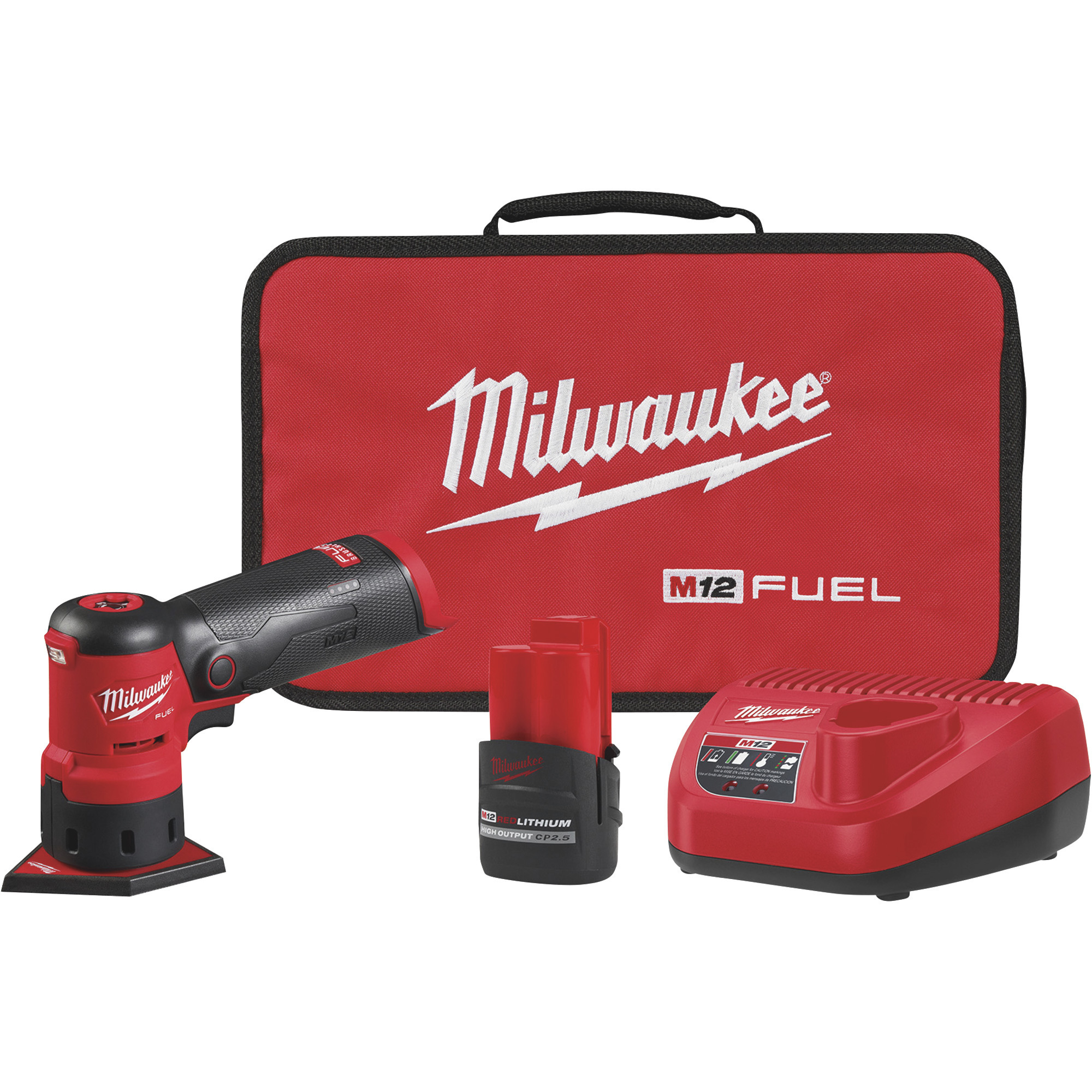 Milwaukee M12 FUEL Detail Sander Kit, 4Pc., Model 253121HO