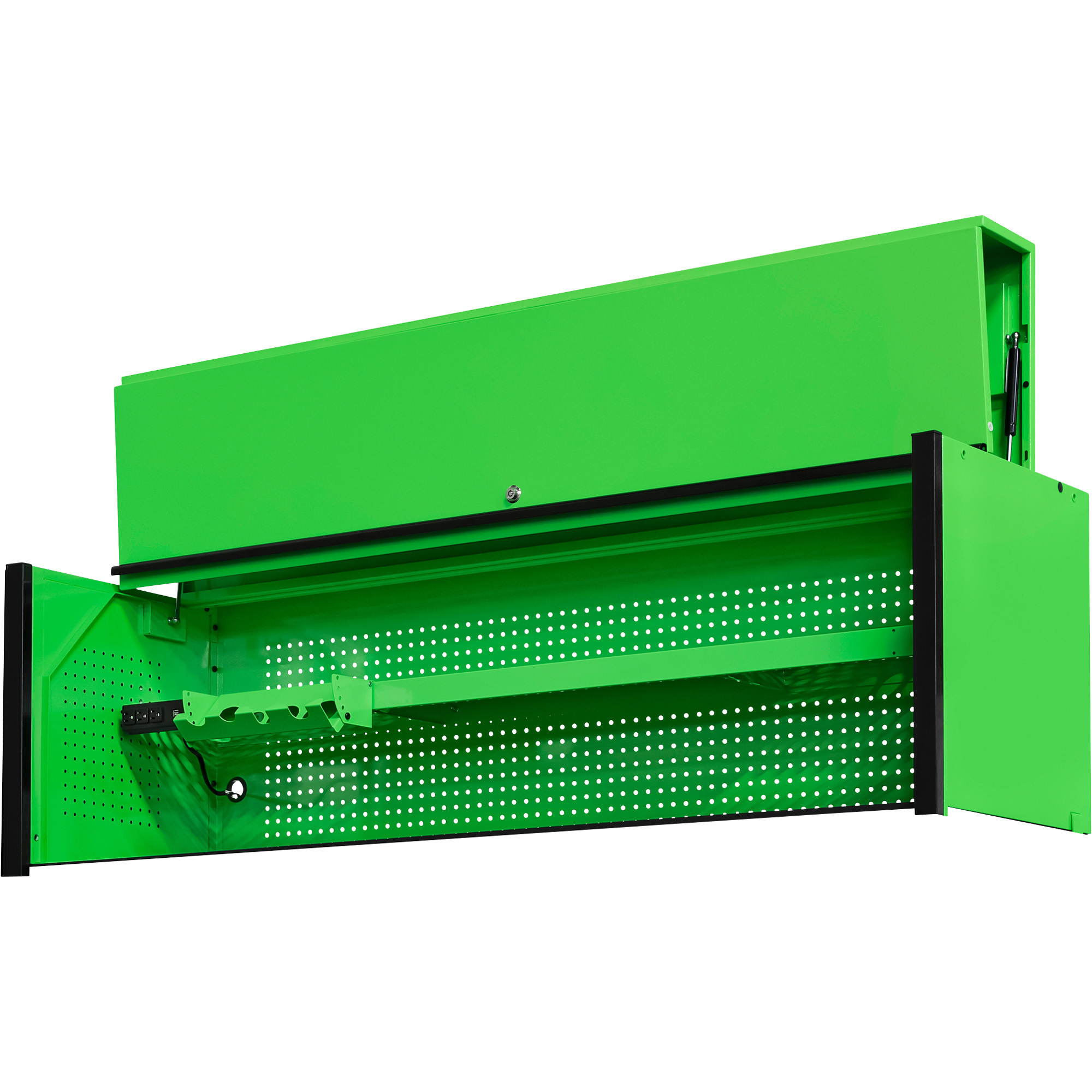 Extreme Tools DX Extreme Power Workstation Hutch - 72in.W x 21in.D x 22.25in.H, Green/Black, Power Strip with USB Ports, Model# DX722101HCGNBK