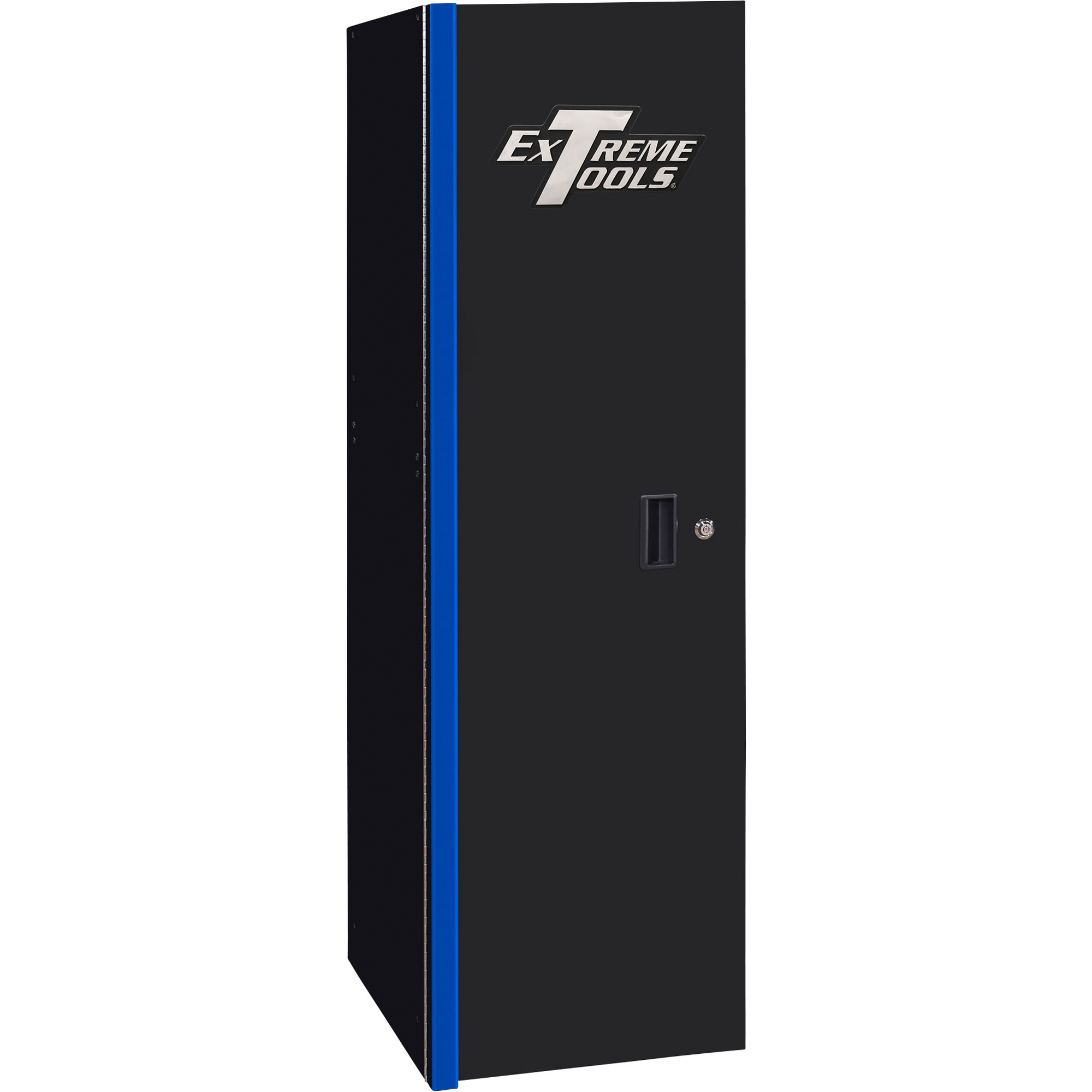 Extreme Tools RX Series Side Locker - 24in. 3-Drawer, 3-Shelf, 24in.W x 30in.L x 61in.H, Black/Blue, Model# RX243003SLBKBL