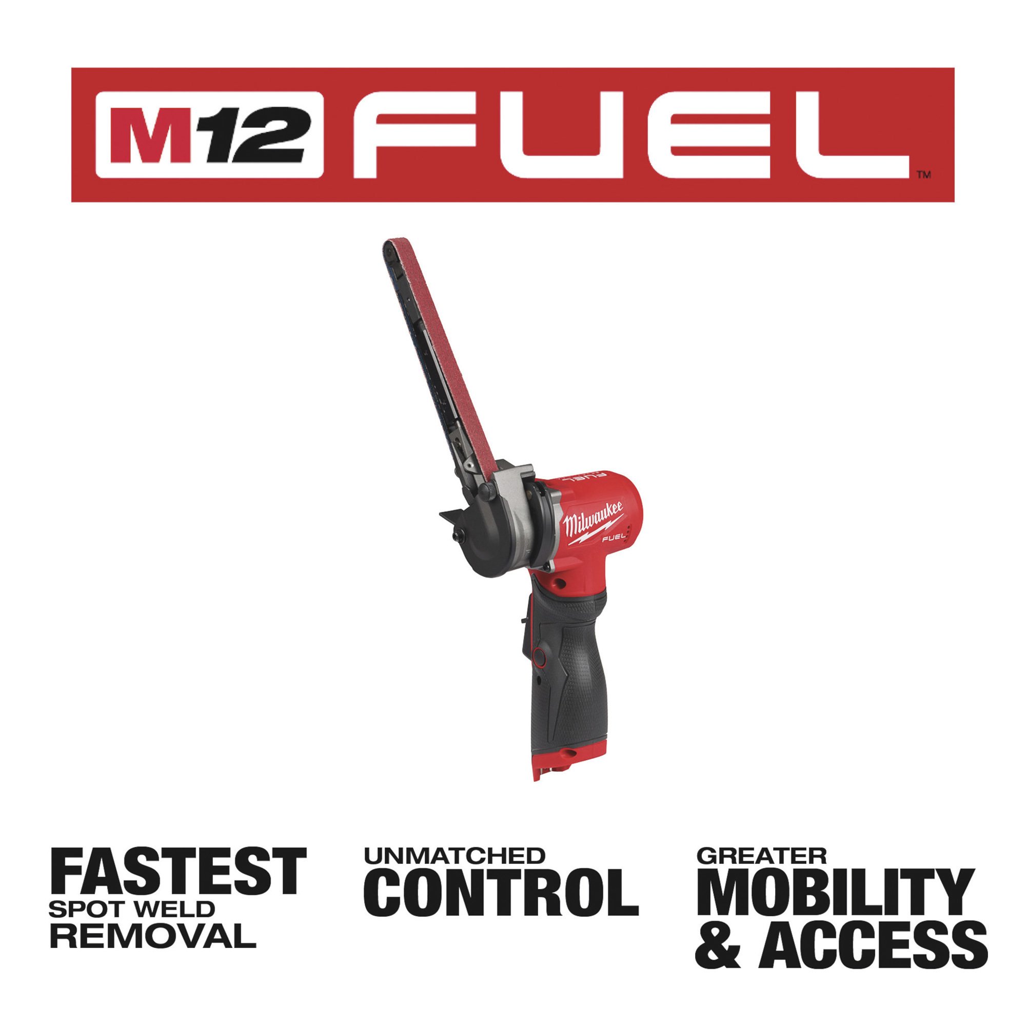 Milwaukee M12 FUEL Cordless Bandfile, 1/2in. x 18in., 14,500 Max. RPM,  Model# 2482-20