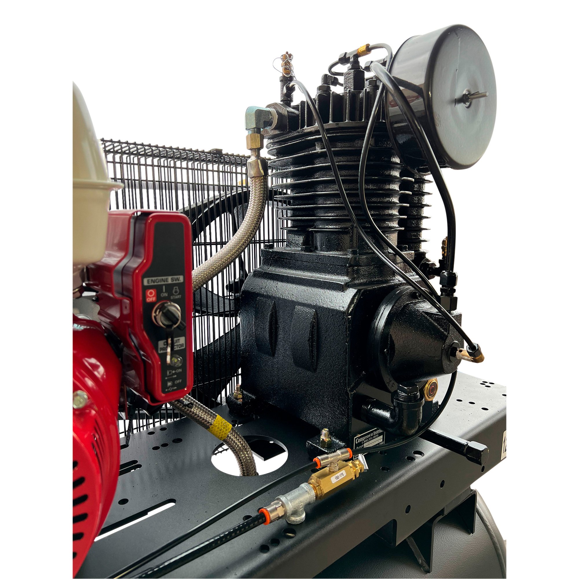 Industrial Gold GasPowered Air Compressor, 13 HP Honda GX390 Engine