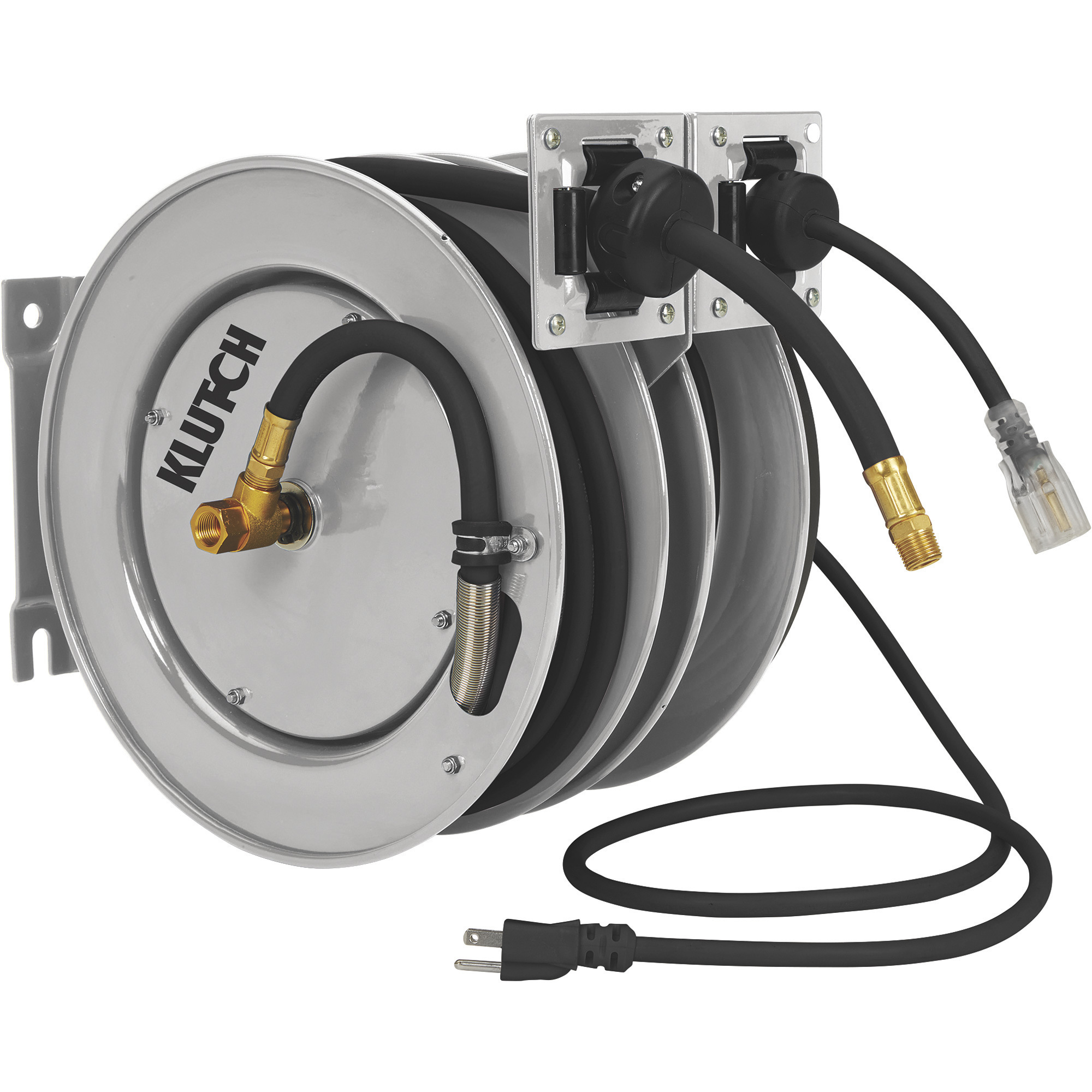 Klutch Heavy-Duty Auto-Rewind Air Hose Reel, With 3/8in. x 50ft