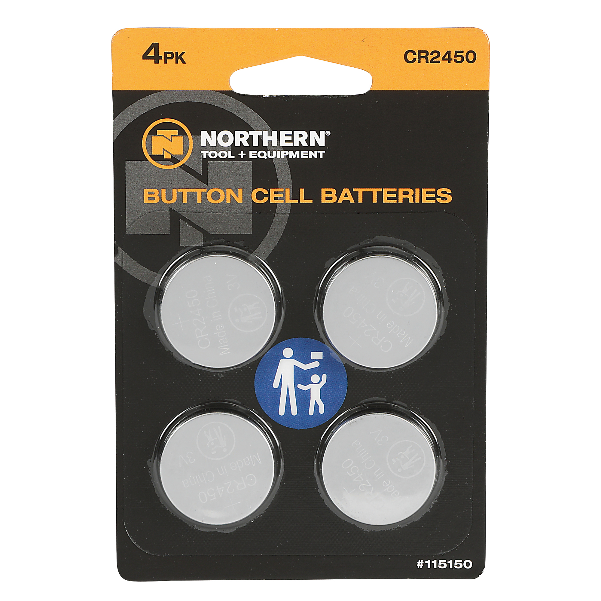 Northern Tool + Equipment CR2450 Lithium Batteries, 4-Pack