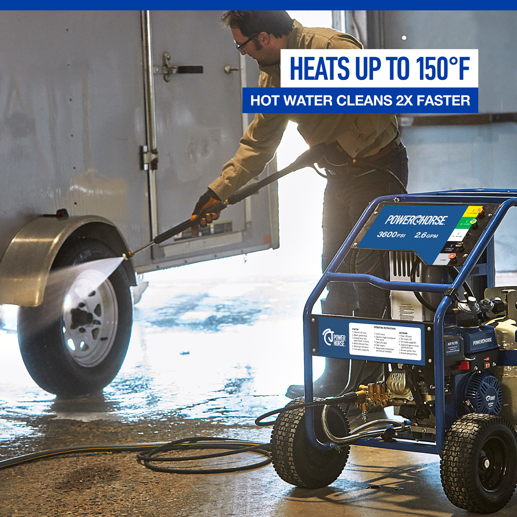 Powerhorse Gas Hot Water Pressure Washer with Propane Burner, 3600 PSI